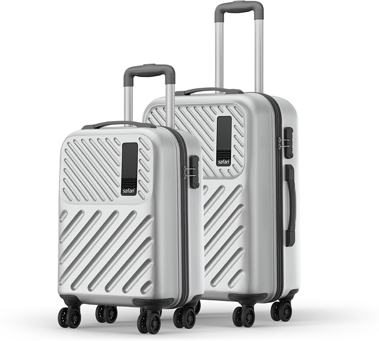 Image of SAFARI Hard Body Set of 2 Luggage 8 Wheels - ZODIAC Set of 2 (Small 56cm | Medium 66cm) 4W - Silver