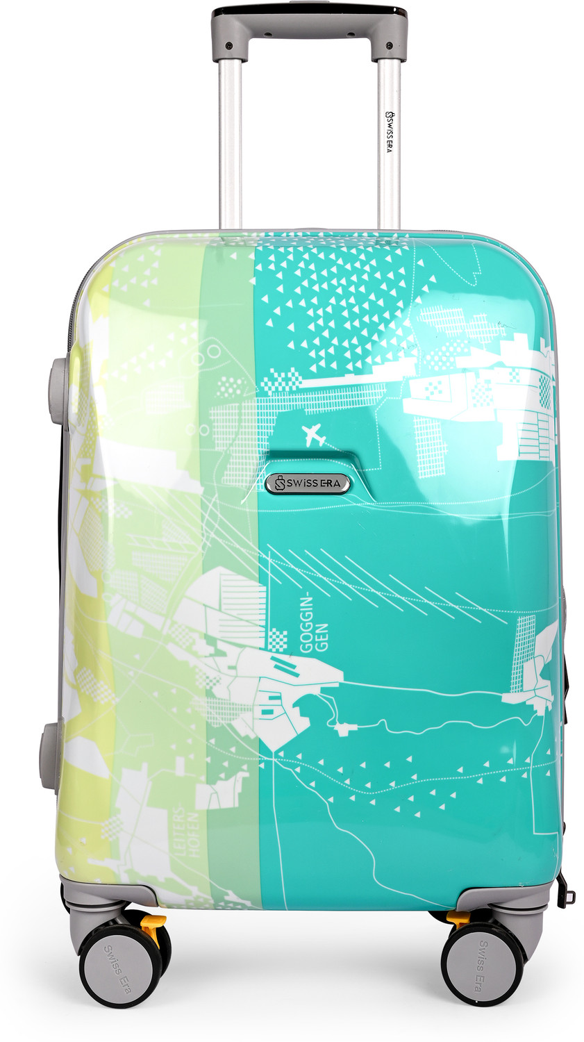 Image of Swiss Era Shelton Printed Polycarbonate Luggage Trolley Suitcase Cabin Suitcase 8 Wheels - 20 inch