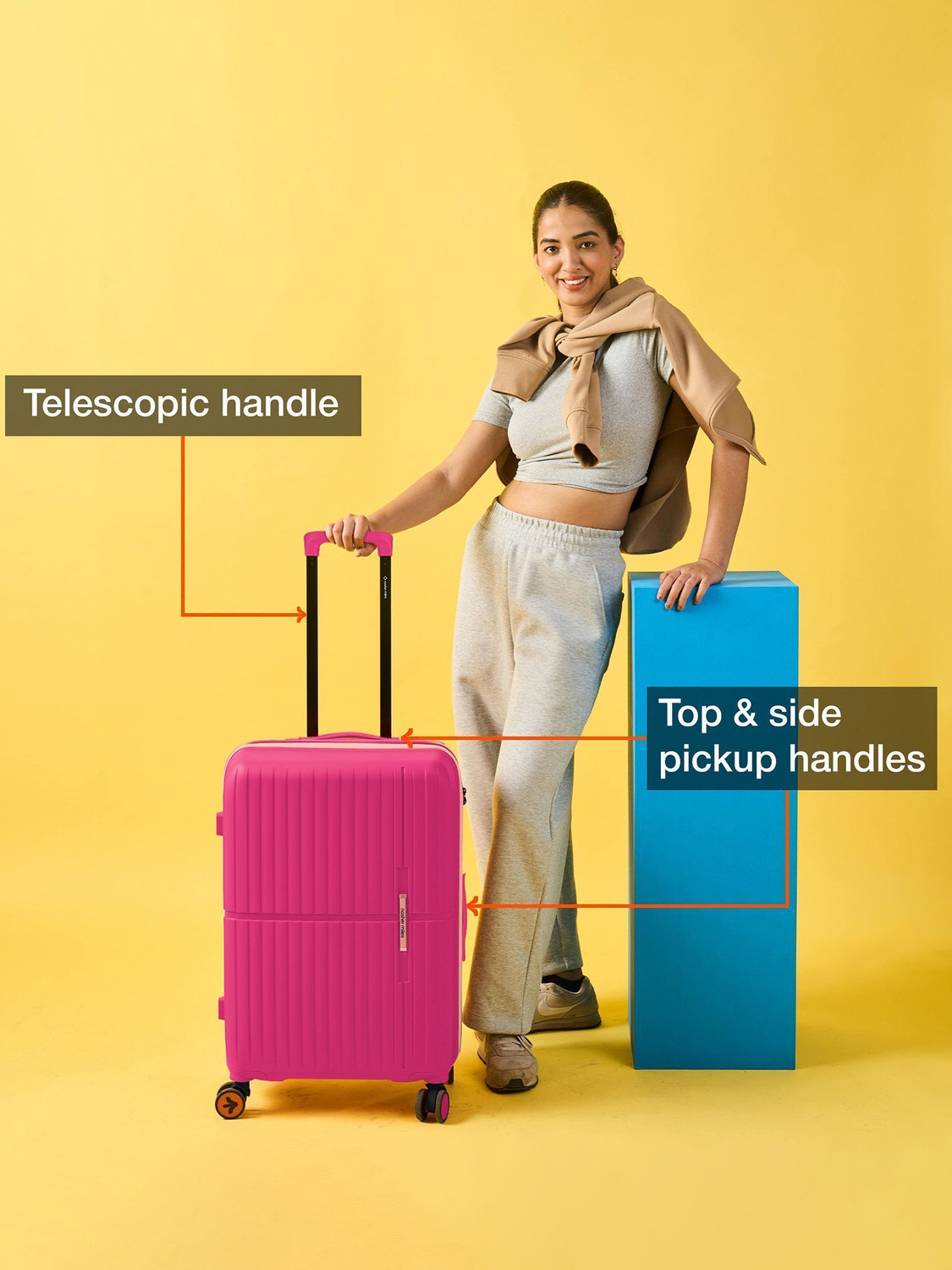 Image of NASHER MILES Sprgfield Hard-Sided Polypropylene - Luggage Pk 65cm Trolley Bag Check-in Suitcase 8 Wheels - 24 inch