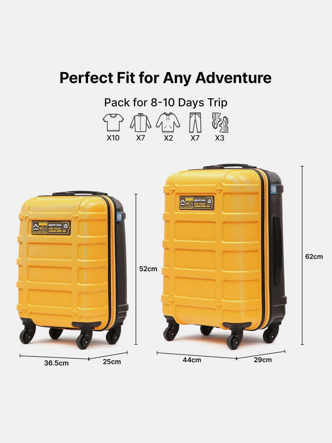 Image of Uppercase Cargo Bag, Combination Lock & Mesh Convi Pack (S+M) for Men and Women Cabin & Check-in Set 4 Wheels - 32 inch