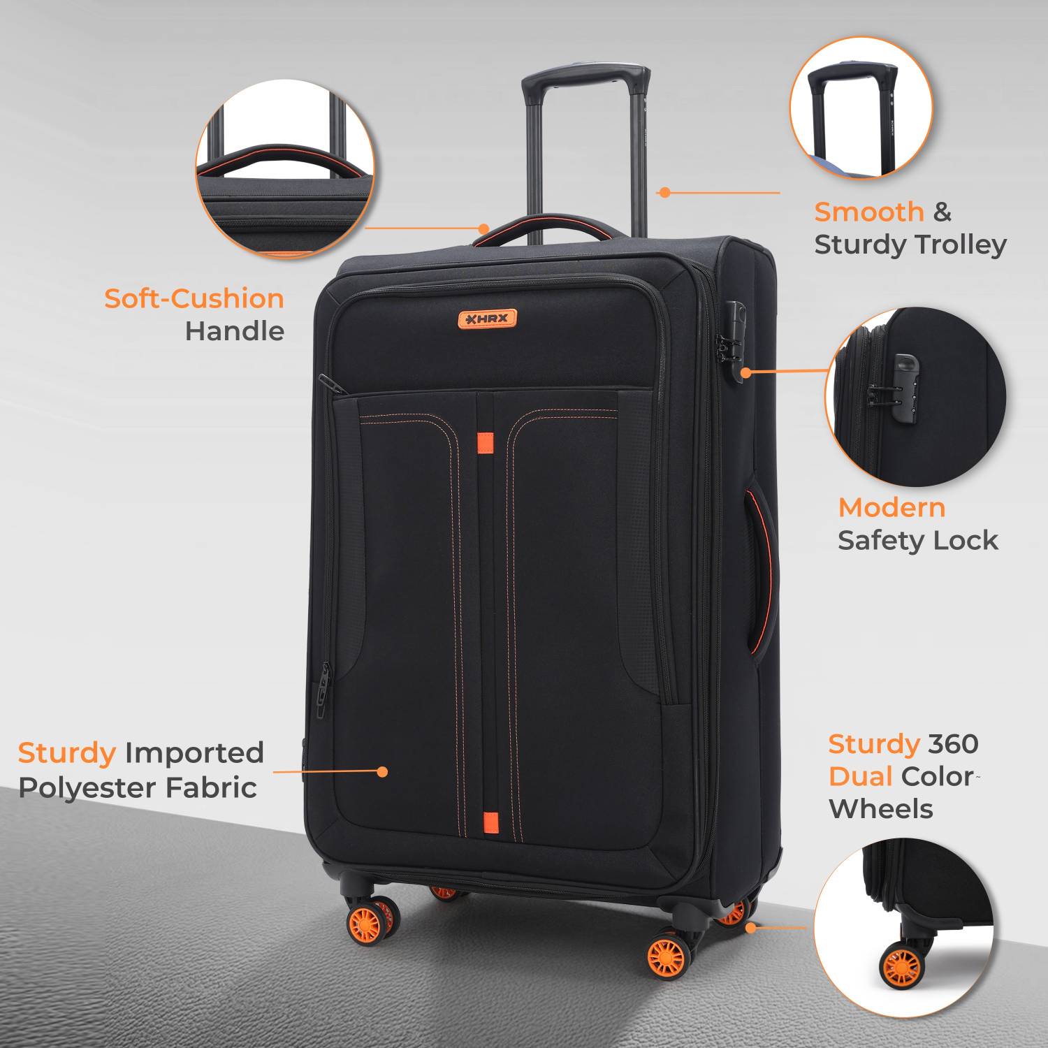 HRX Overdrive Spinner Expandable Cabin & Check-in Set 4 Wheels