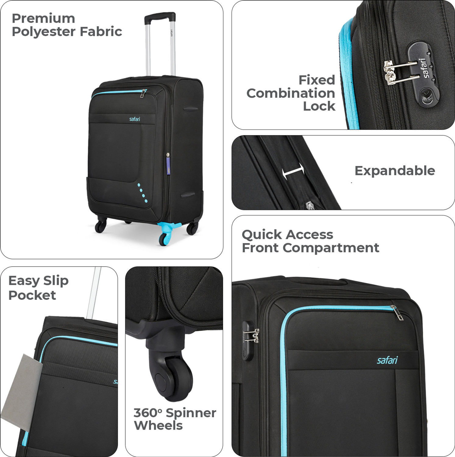 Image of SAFARI STAR 3 (Small 55cm | Medium 65cm | Large 75cm) Expandable Cabin & Check-in Set 4 Wheels - 30 inch