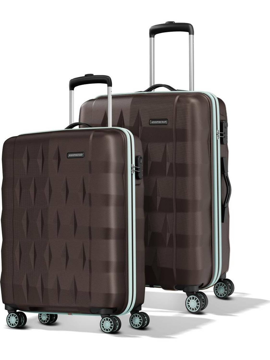 ARISTOCRAT Comet of 2 Trolley Bag | S+M | Hard Luggage with Combination Lock Cabin & Check-in Set 8 Wheels - 26 Inch