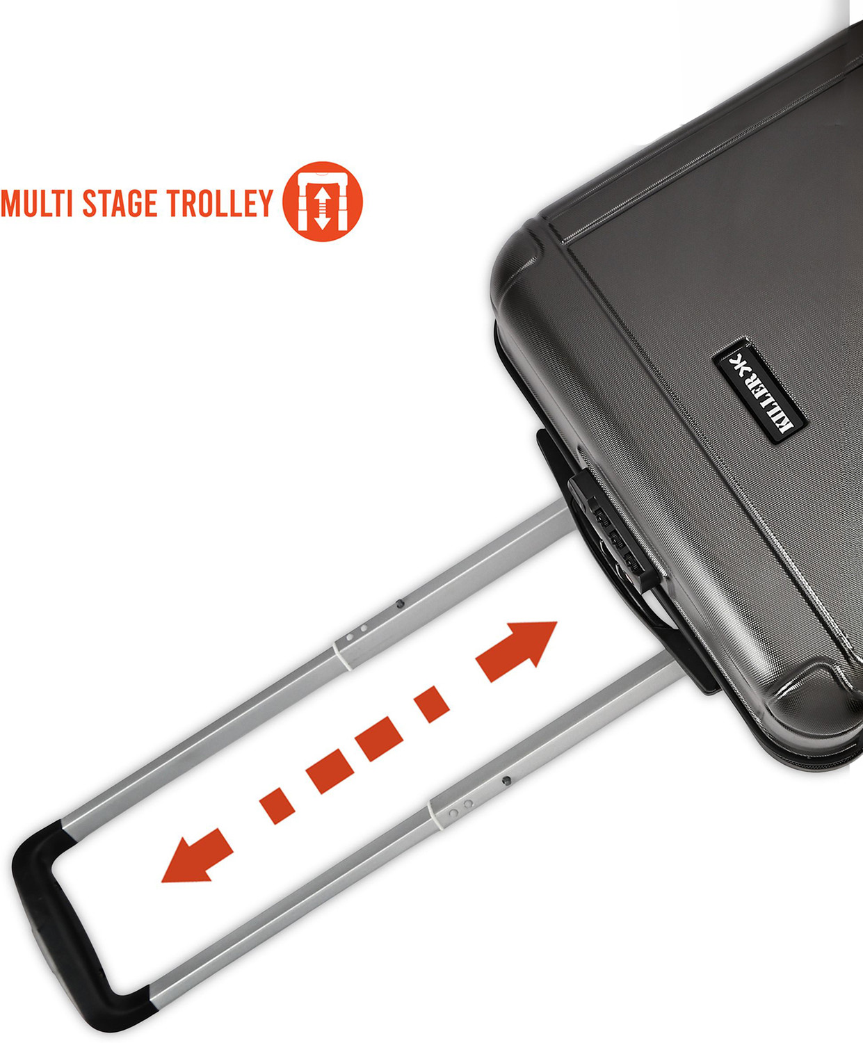 Image of KILLER Box-Light-Weight & Durable Polycarbonate Dark Grey-Hard Luggage Check-in Suitcase 8 Wheels - 20 Inch