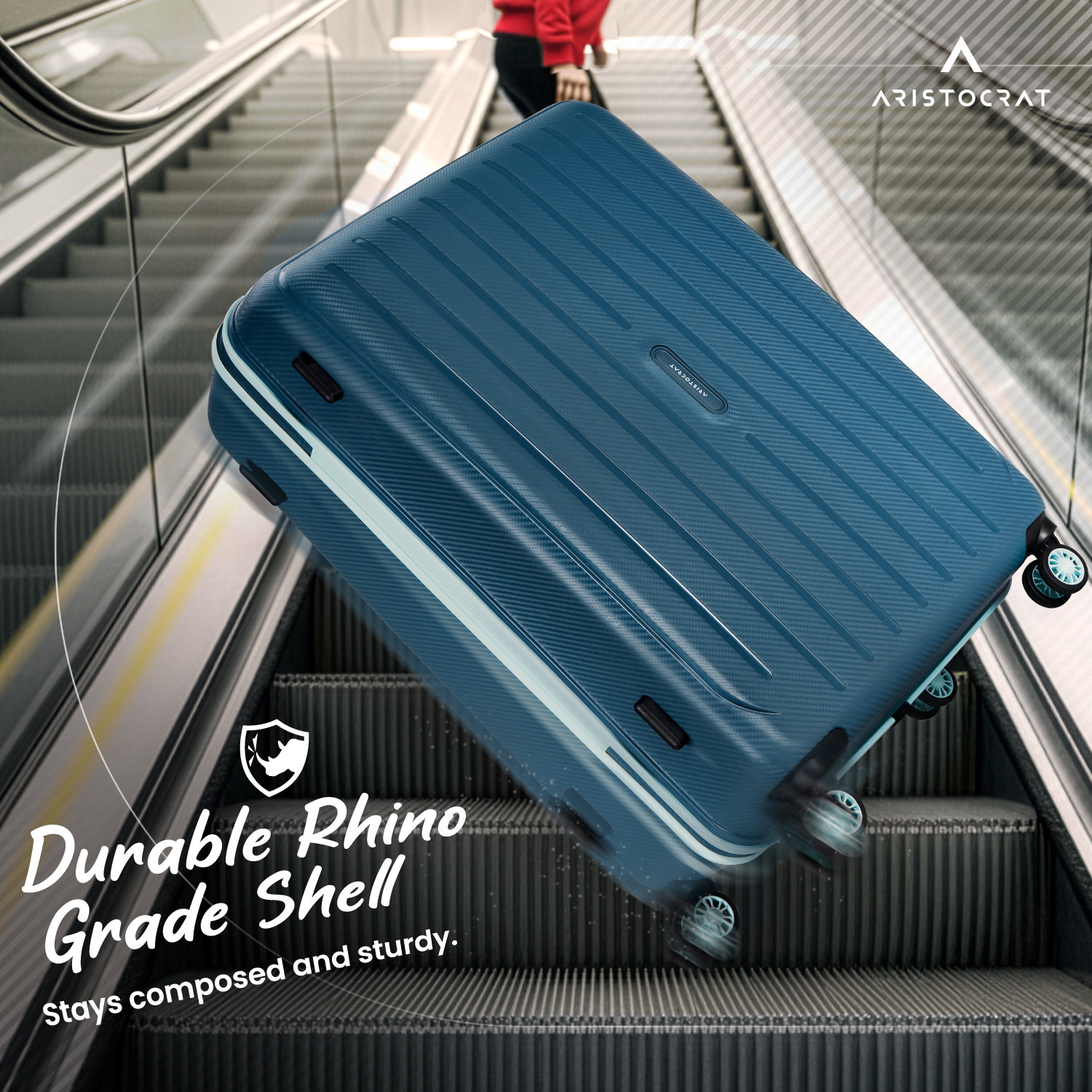Image of ARISTOCRAT Photon Max Hard Side Luggage | Trolley Bag With Flushed Combination Lock Check-in Suitcase 4 Wheels - 30 Inch