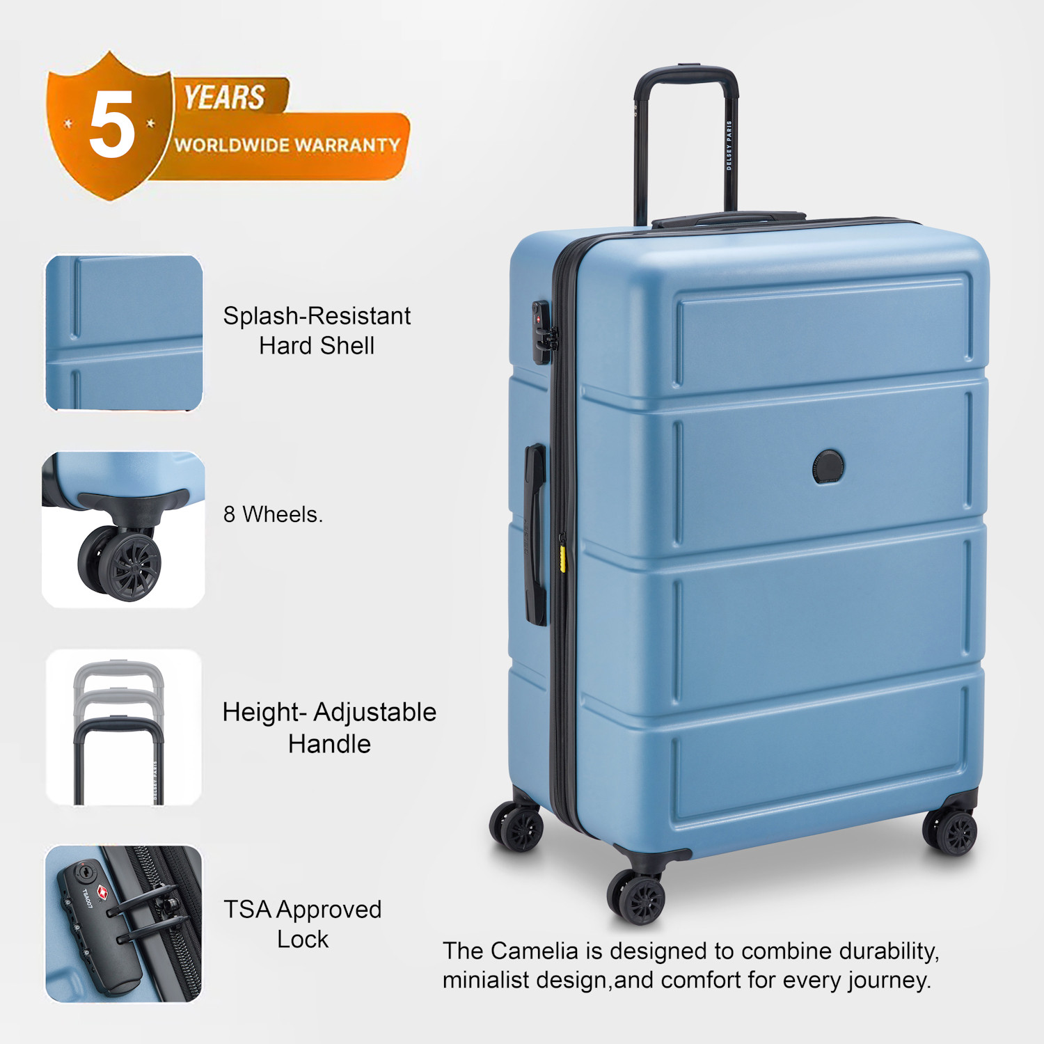 Image of DELSEY PARIS CAMELIA Expandable Check-in Suitcase 8 Wheels - 32 Inch
