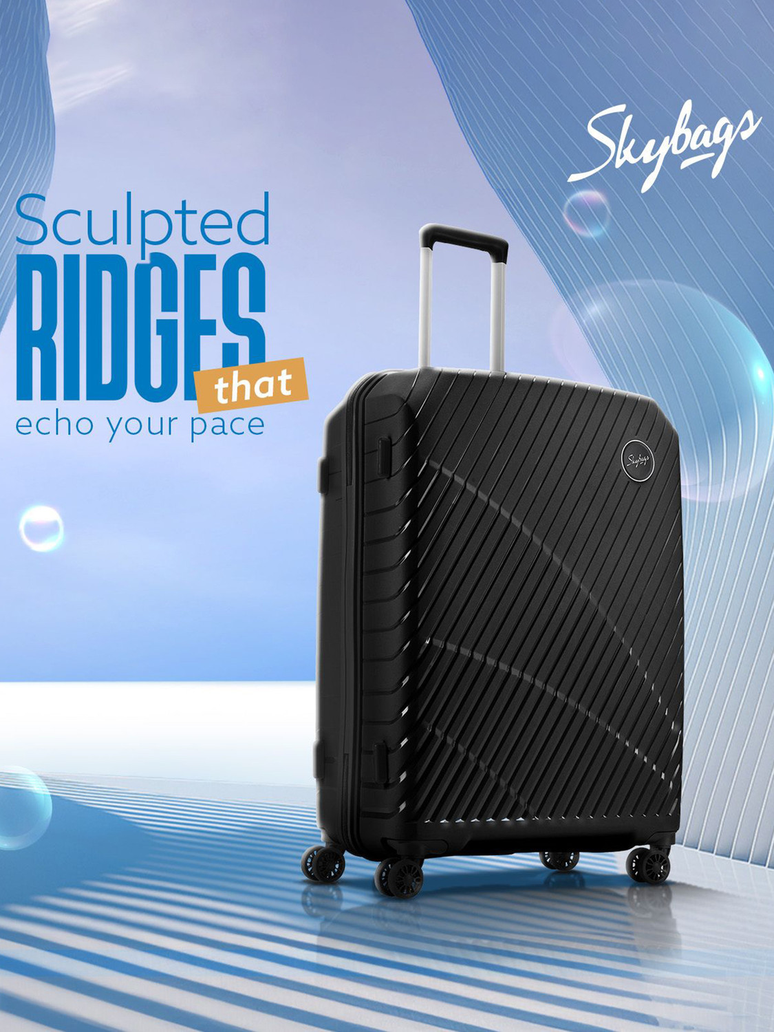 Image of SKYBAGS Streax Set of 3 Trolley Bag 55, 66 & 76cm | Hard Luggage | Combination Lock Cabin & Check-in Set 8 Wheels - 30 inch