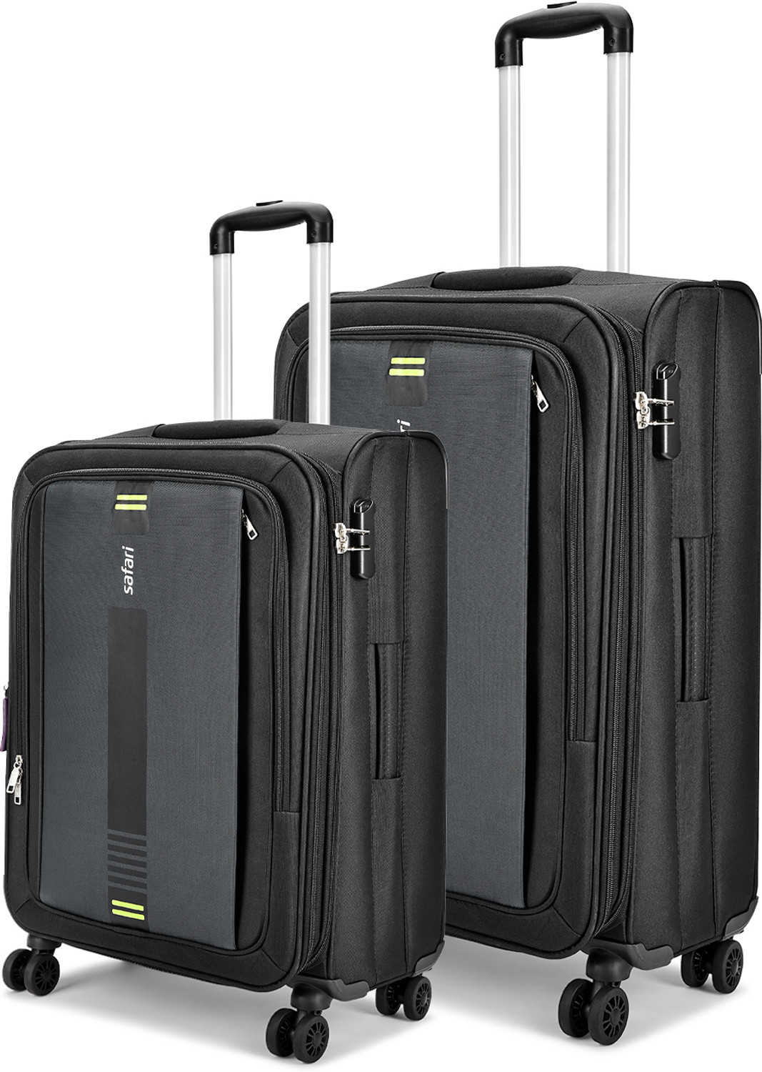 Image of SAFARI GAMMA NEO 55 /65 4W BLACK Expandable Cabin & Check-in Set 8 Wheels - 26 Inches