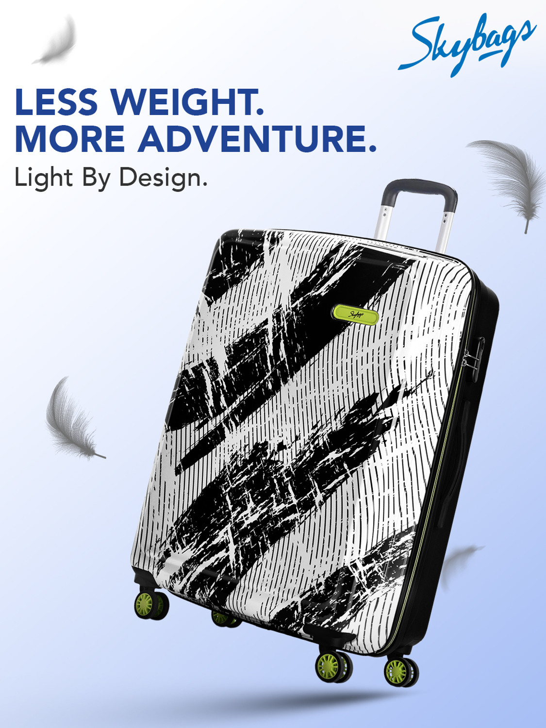 Image of SKYBAGS Stroke Neo Printed Hard Side Trolley Bag Lightweight, Stylish Travel Luggage Check-in Suitcase 8 Wheels - 30 Inch