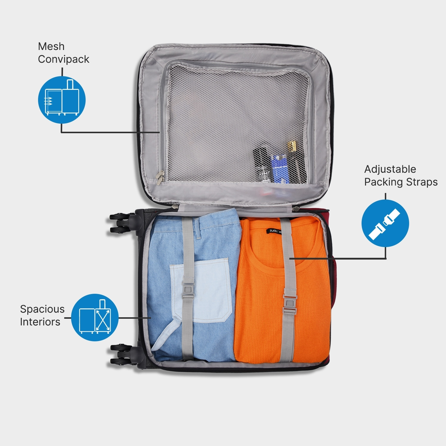 Image of SKYBAGS SNATCH 8W STR (H) 81 RED-GREY Check-in Suitcase 8 Wheels - 31 inch