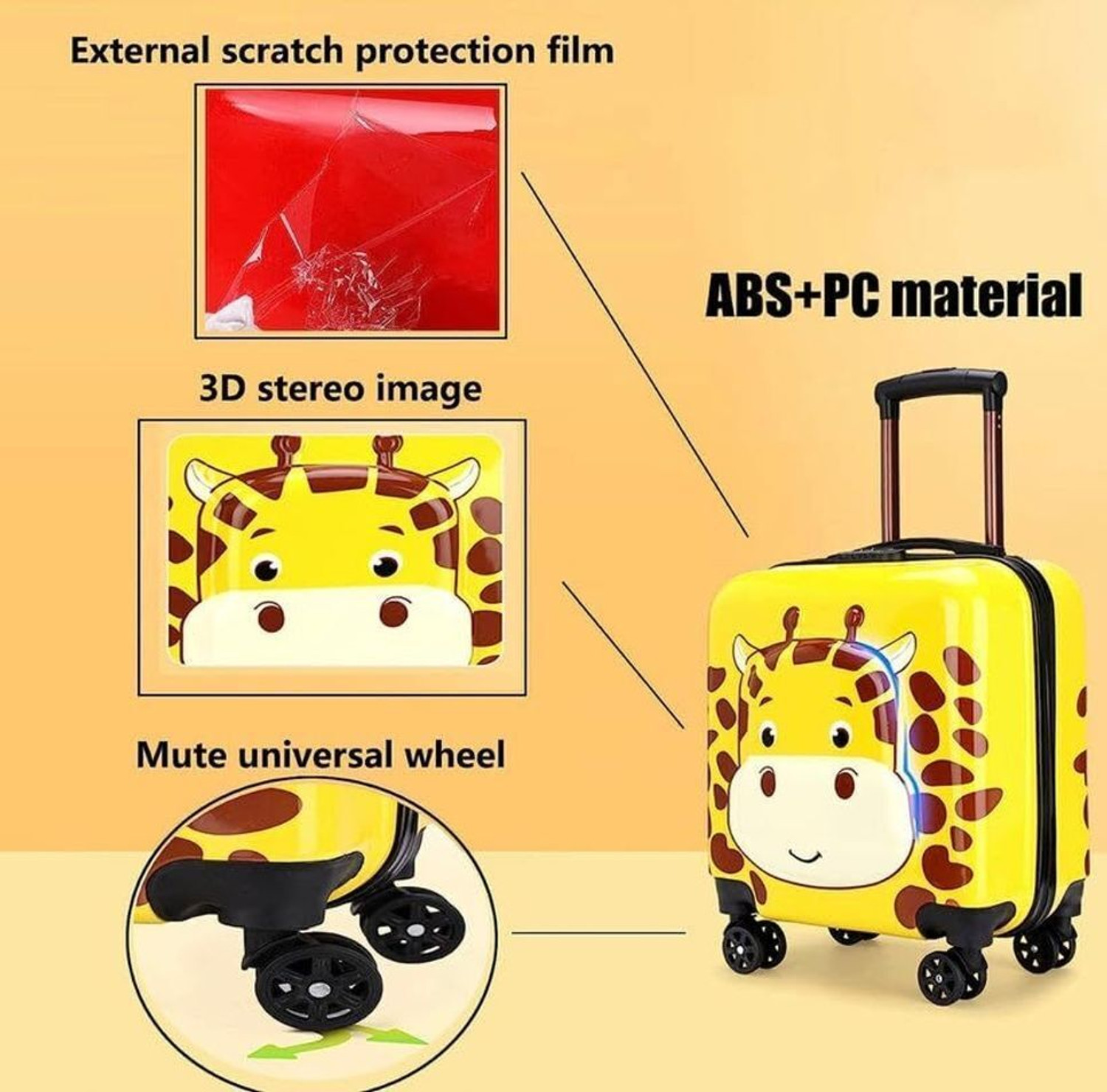 Image of Kesari Nandan Kids Carry On Luggage with Wheels, 18-inch Hard Shell Suitcase for Boys & Girls Cabin Suitcase 4 Wheels - 17 inch
