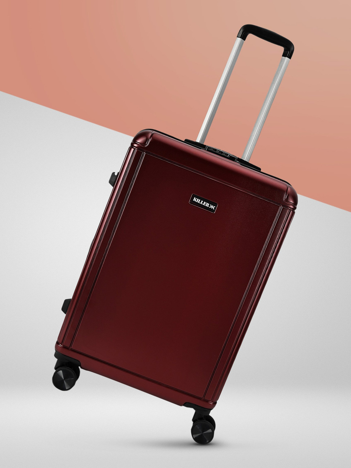 Image of KILLER Box-Light-Weight & Durable Polycarbonate Deep Red- Hard Luggage Check-in Suitcase 8 Wheels - 24 Inch