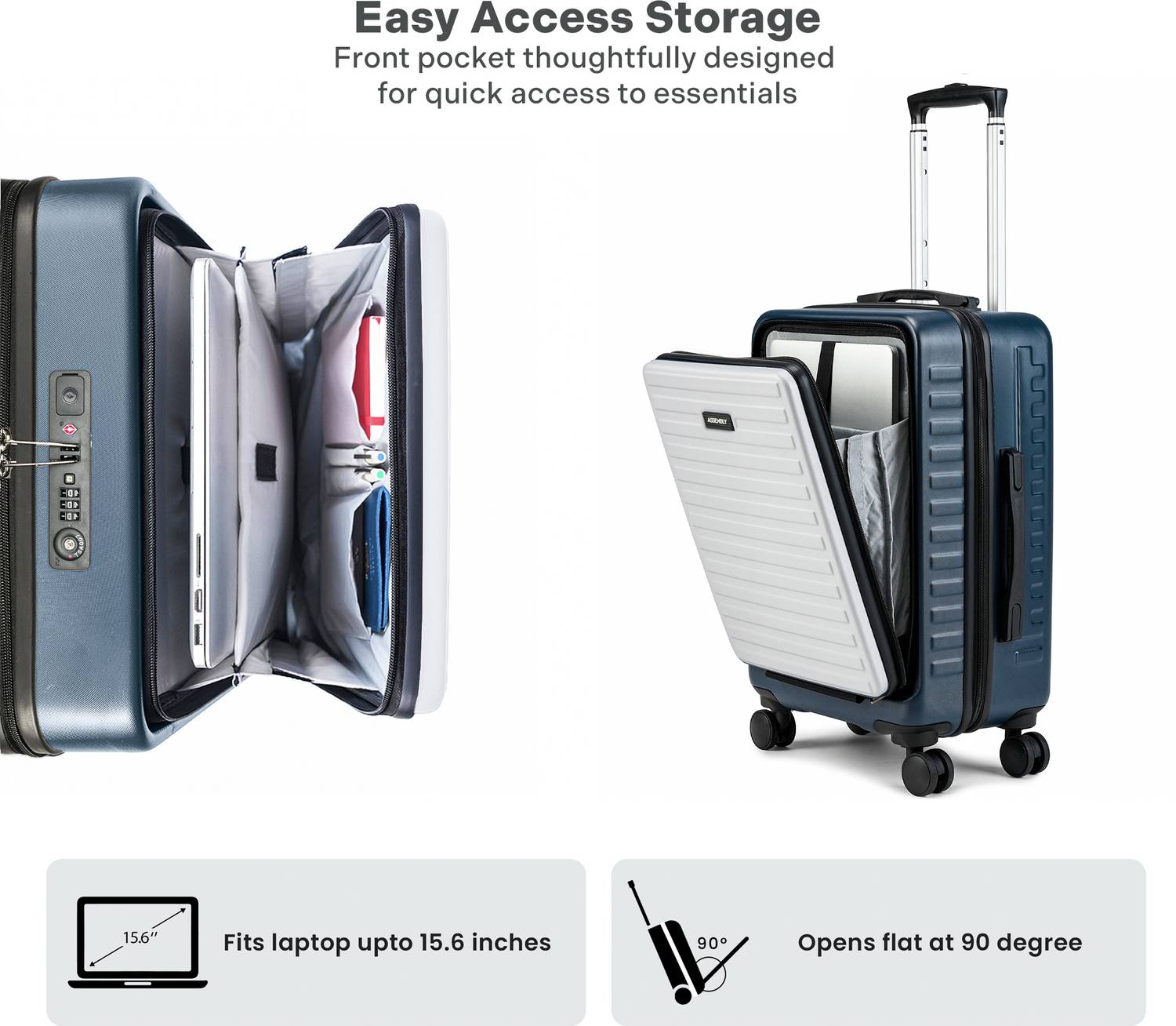 Assembly Polycarbonate Trolley Bag Combo 2 Set - Cabin Trolley