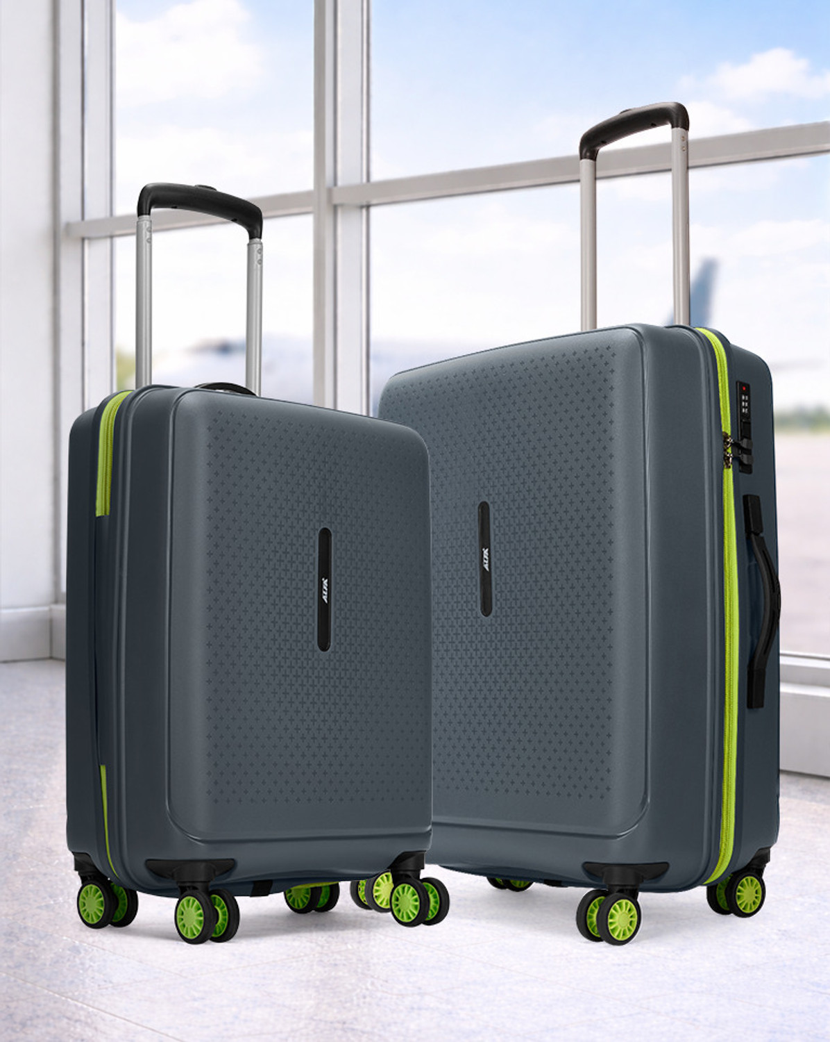 Image of ALFA Forge Tuff Set of 2 Trolley Bag | S+M | Hard Luggage with Combination Lock Cabin & Check-in Set 8 Wheels - 26 Inch