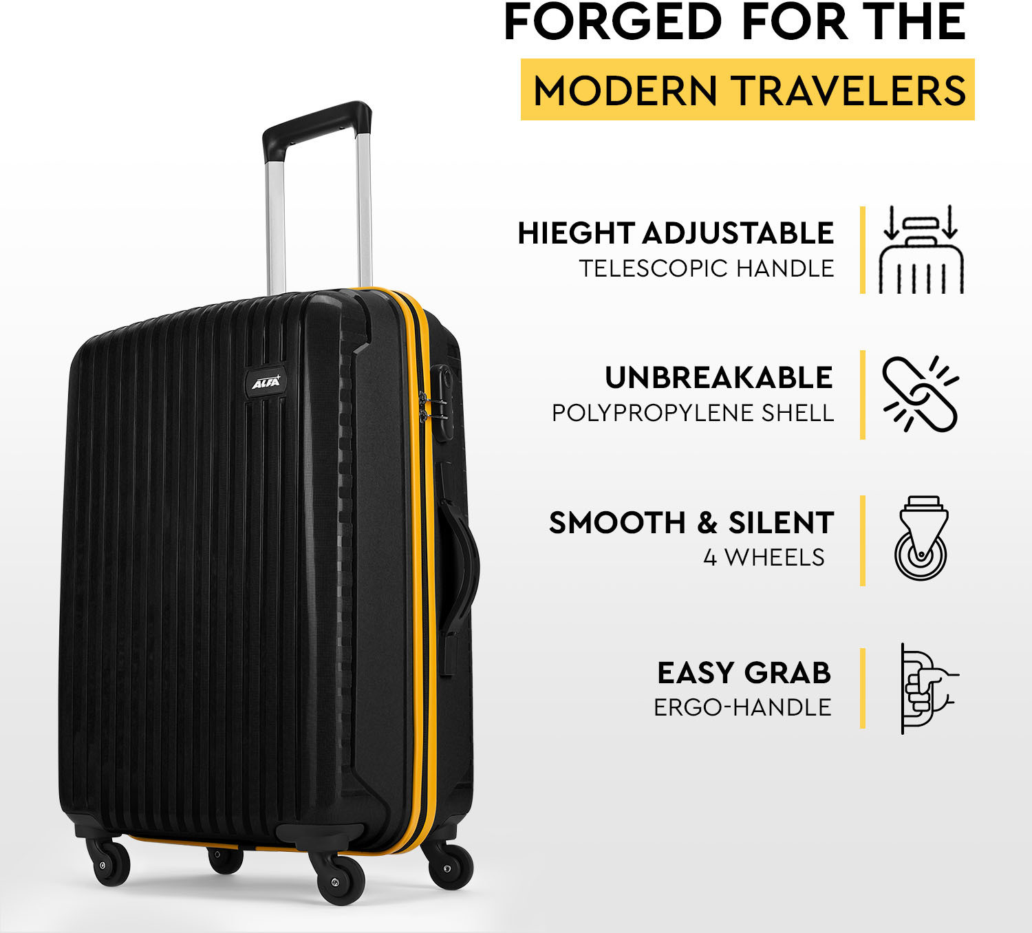 ALFA by VIP Hard Body Set of 3 Luggage 8 Wheels - Excel of 3 (Small ...