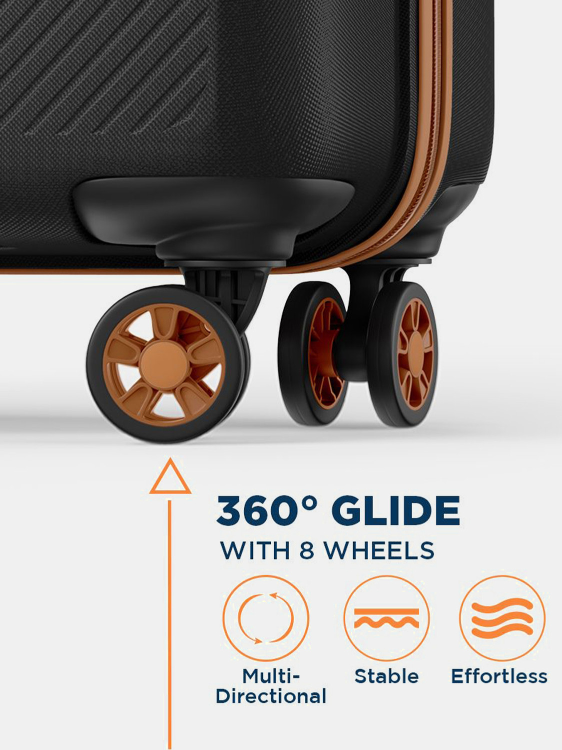 Image of SAFARI Fury 75 4W Black Tan Check-in Suitcase 8 Wheels - 30 Inches