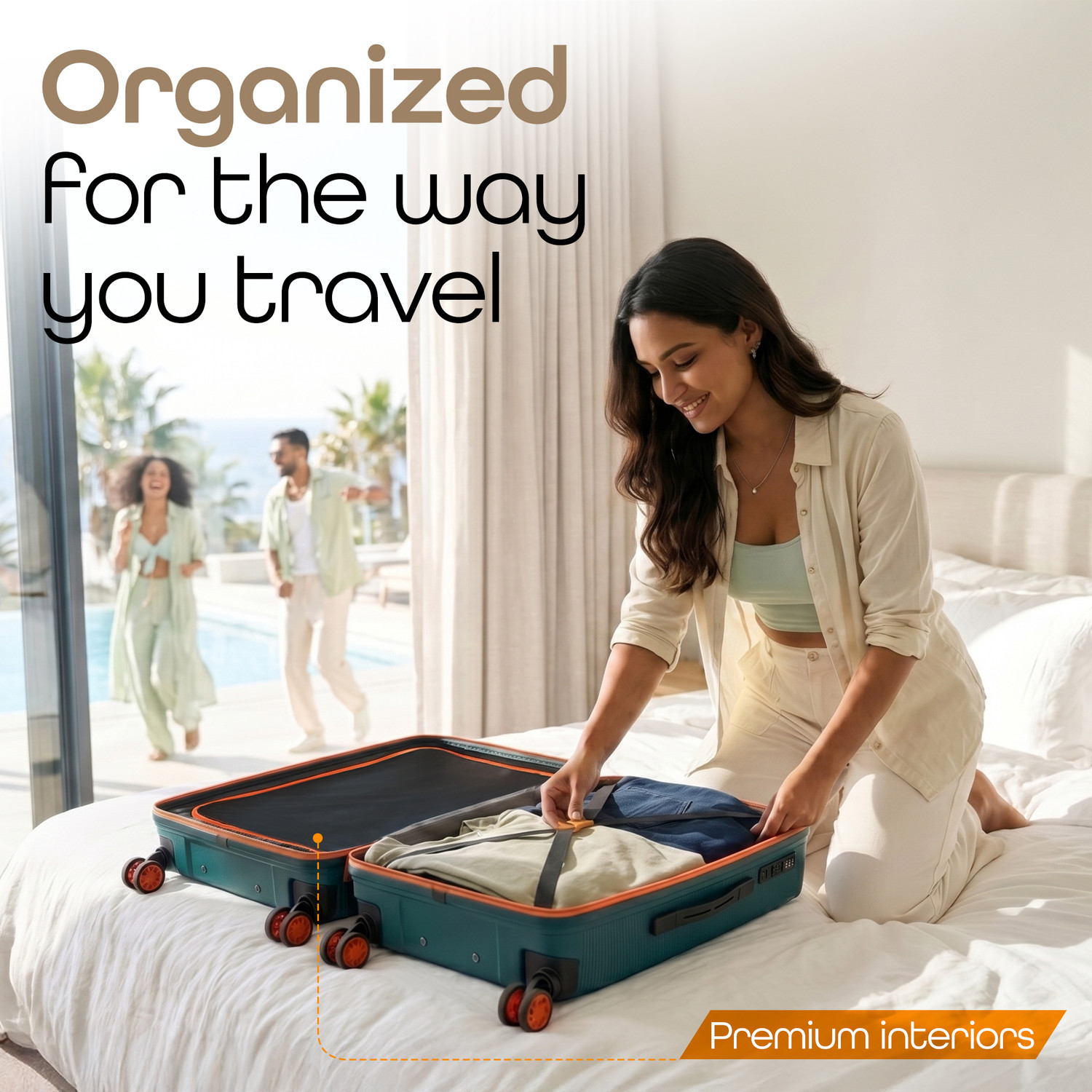 Image of ARISTOCRAT Apex Hard Side Polypropylene Luggage | Trolley Bag with Combination Lock Check-in Suitcase 8 Wheels - 31 Inch