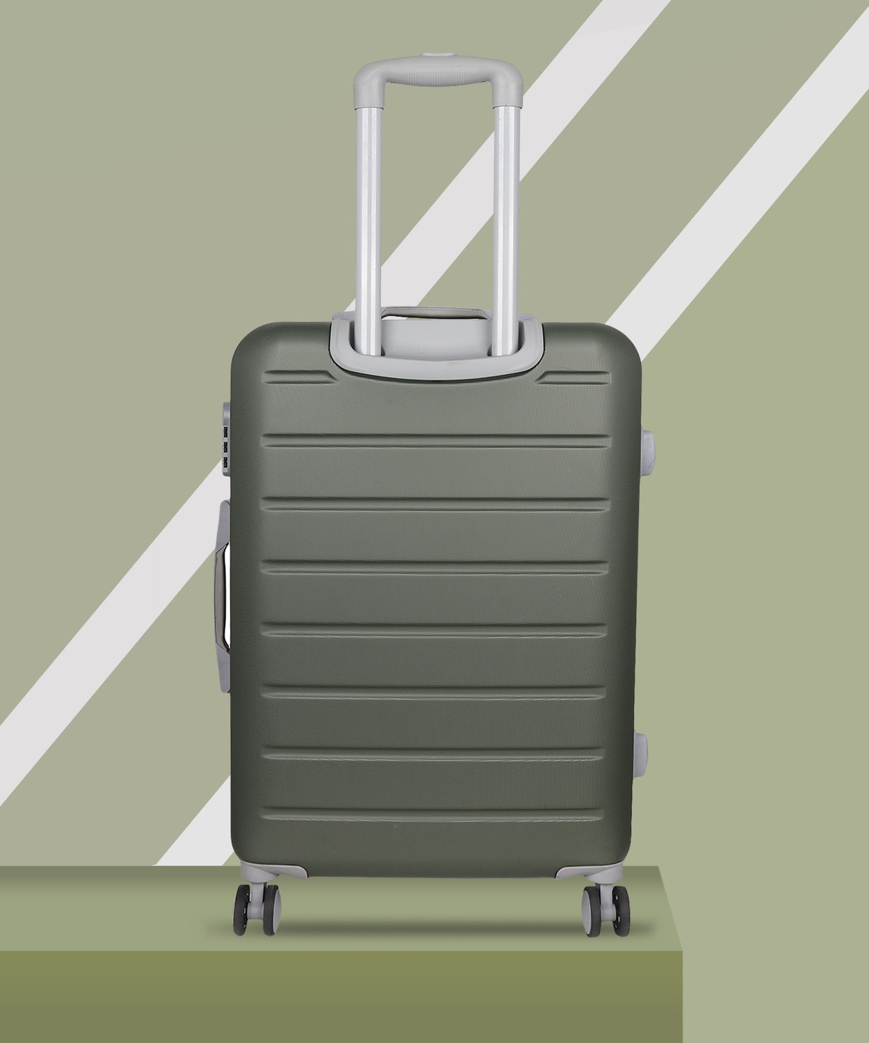 Image of Ascension Small Cabin Suitcase (57 cm) 8 Wheels - Minimalist Hardside Luggage Check-In Trolley Bag in Olive Green - Dark Green