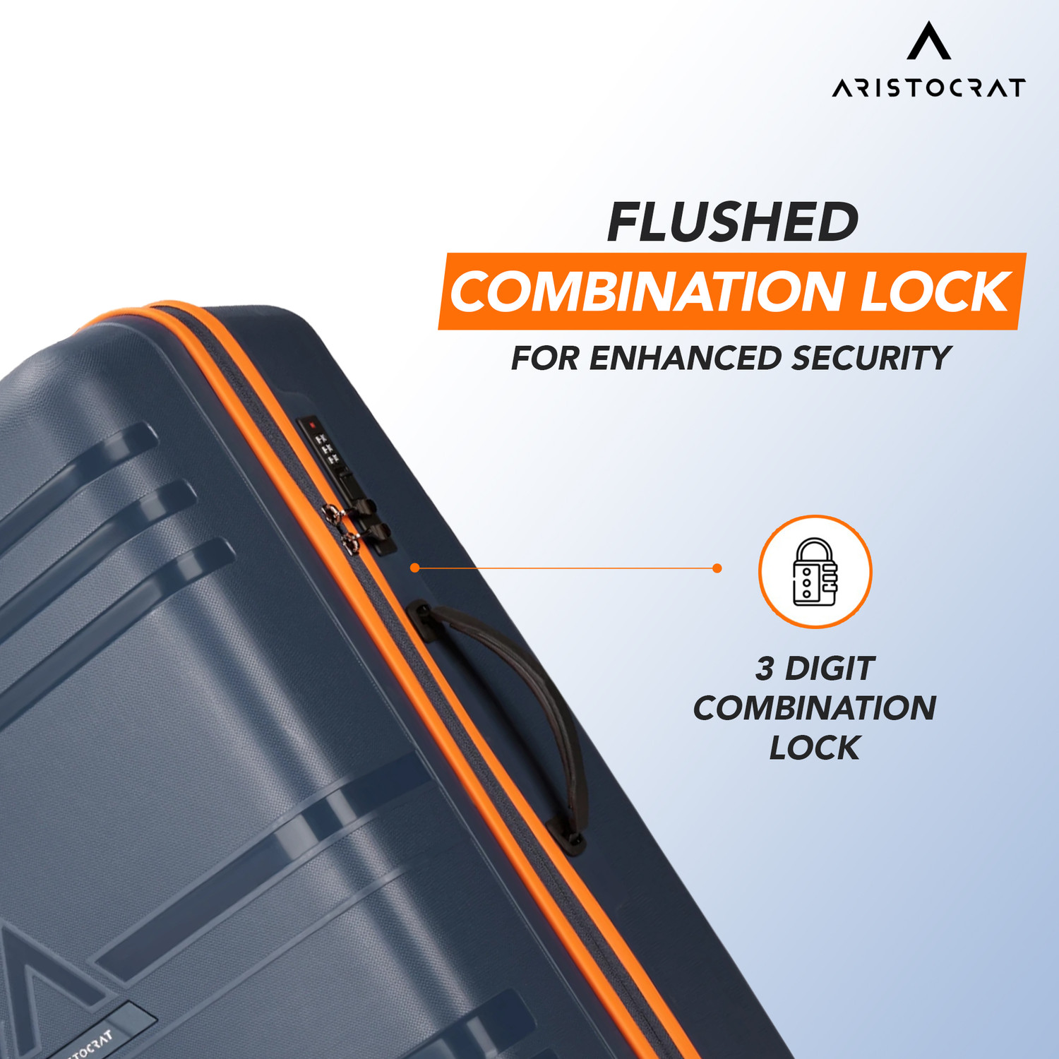 Image of ARISTOCRAT Airstop Max Hard Side Luggage | Trolley Bag With Flushed Combination Lock Check-in Suitcase 4 Wheels - 29 Inch