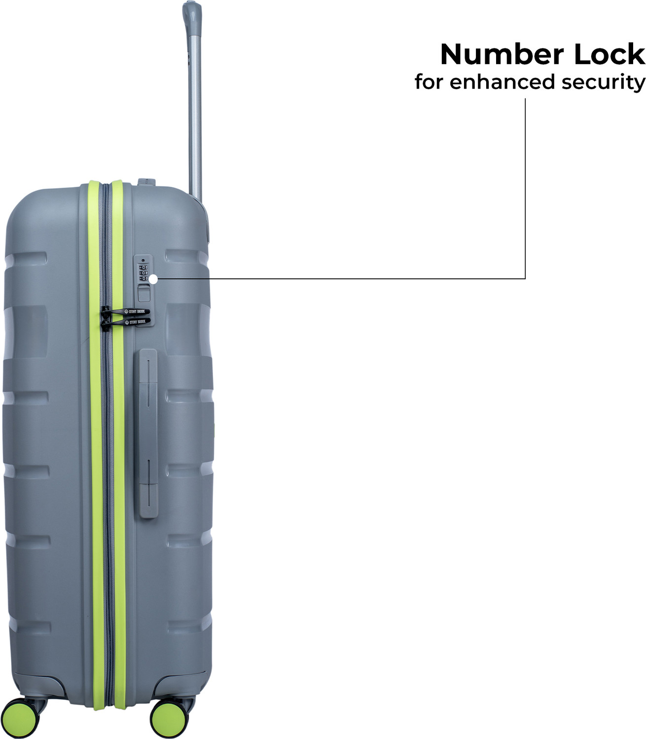 Image of Stony Brook by Nasher Miles Saturn HardSided Polypropylene Luggage Set of 2 Grey Trolley Bags (55 & 65 cm) Cabin & Check-in Set 8 Wheels - 24 inch