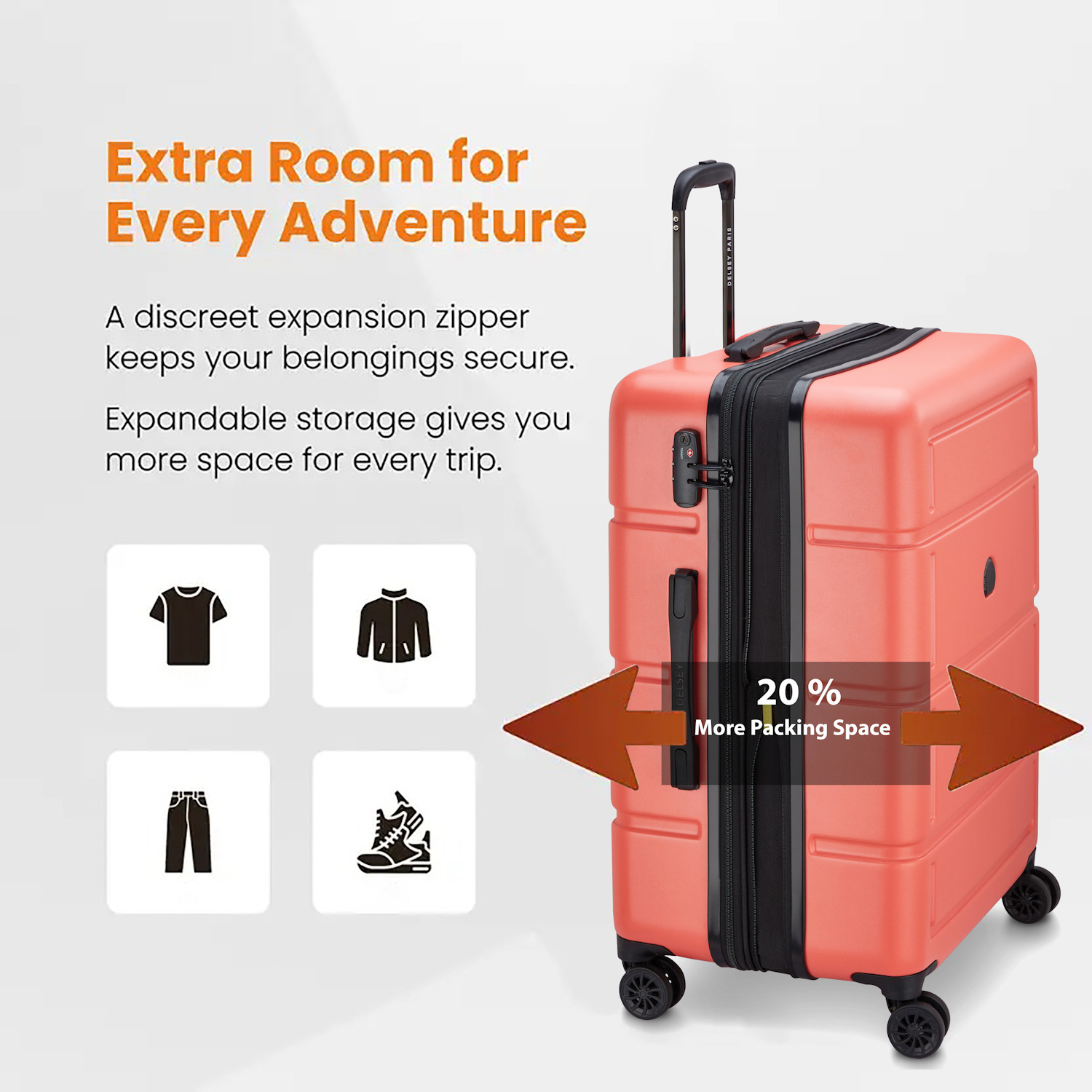 Image of DELSEY PARIS CAMELIA Expandable Cabin Suitcase 8 Wheels - 22 Inch