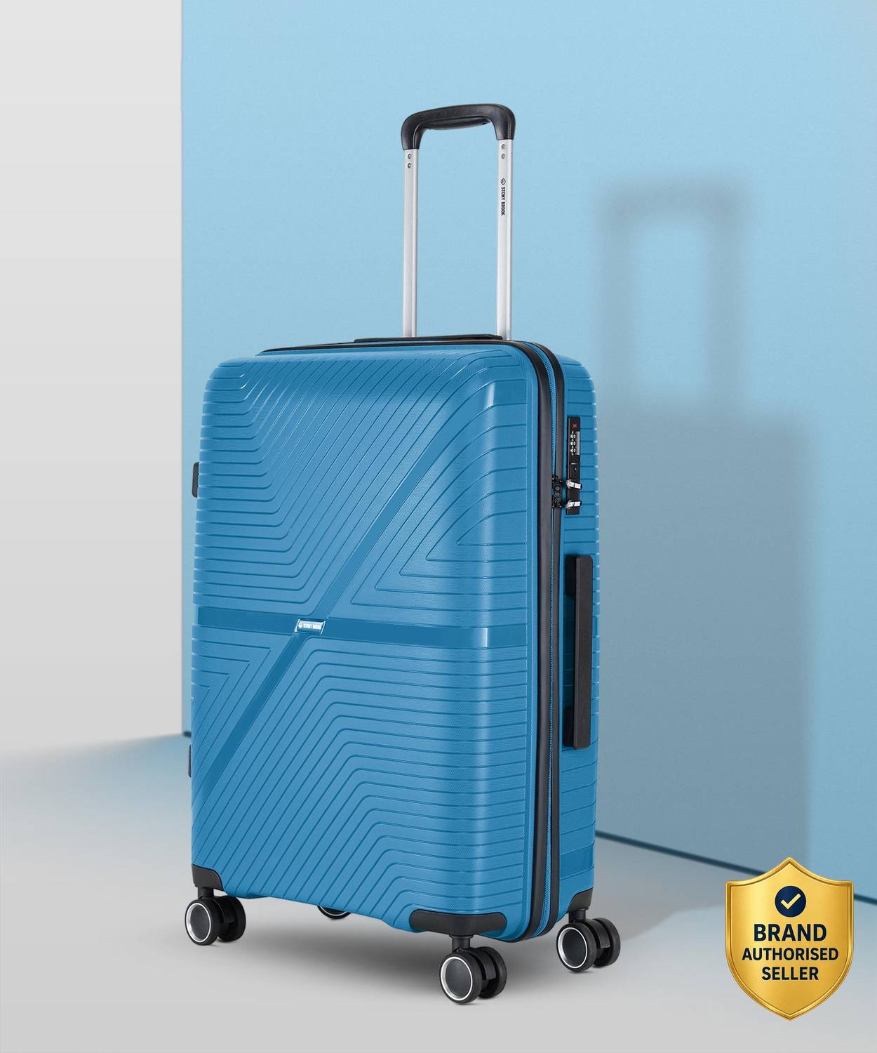 Stony Brook by Nasher Miles Axis Hard-Sided Polypropylene Check-in Luggage Teal 24 inch |65cm Trolley Bag Check-in Suitcase 8 Wheels - 24 inch
