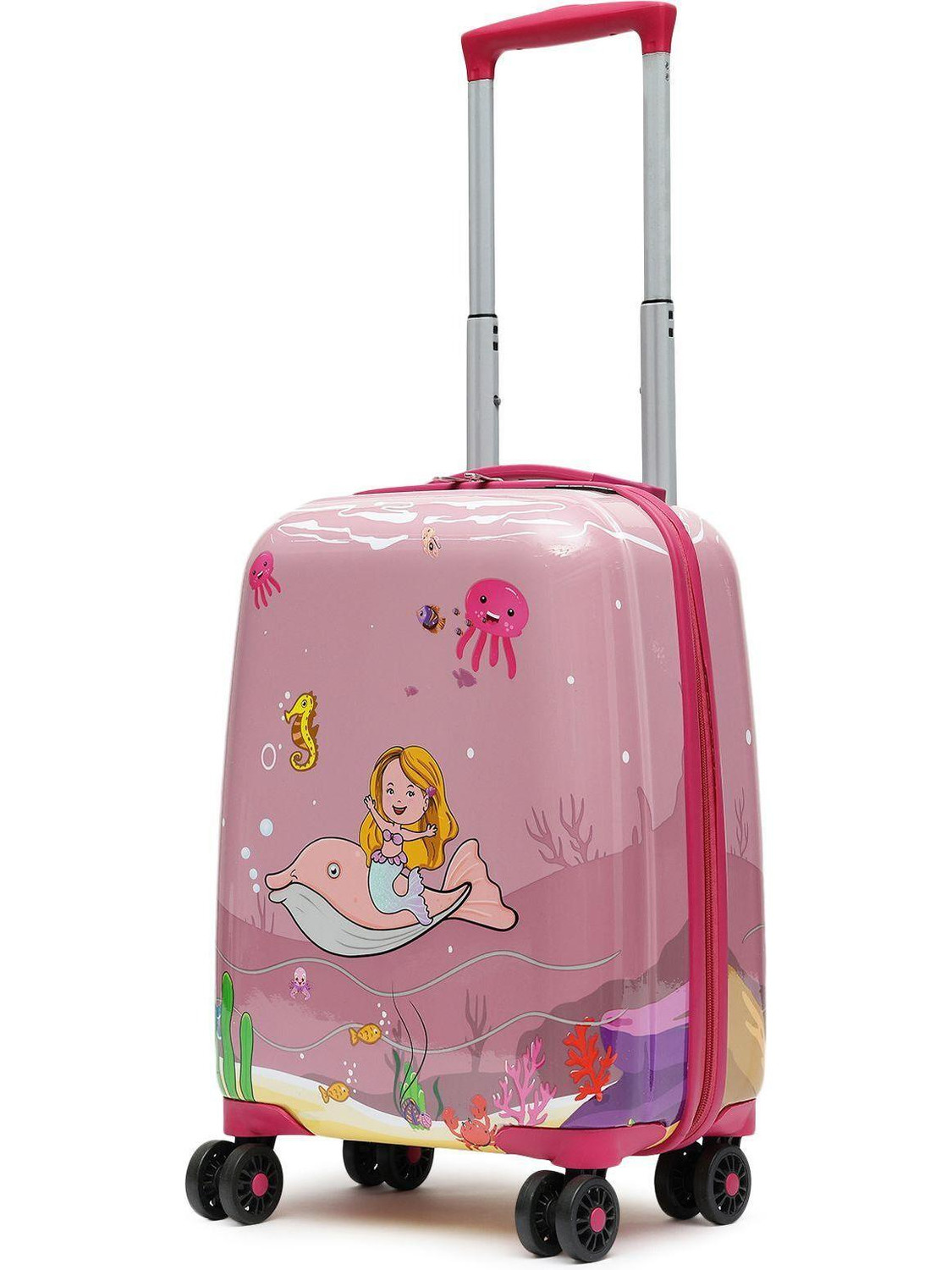 Image of YAYAVAR MERMAID PRINCESS OFFICIAL MERCHANDISE KIDS TROLLEY 5 Year International Warranty Cabin Suitcase 8 Wheels - 20 inch