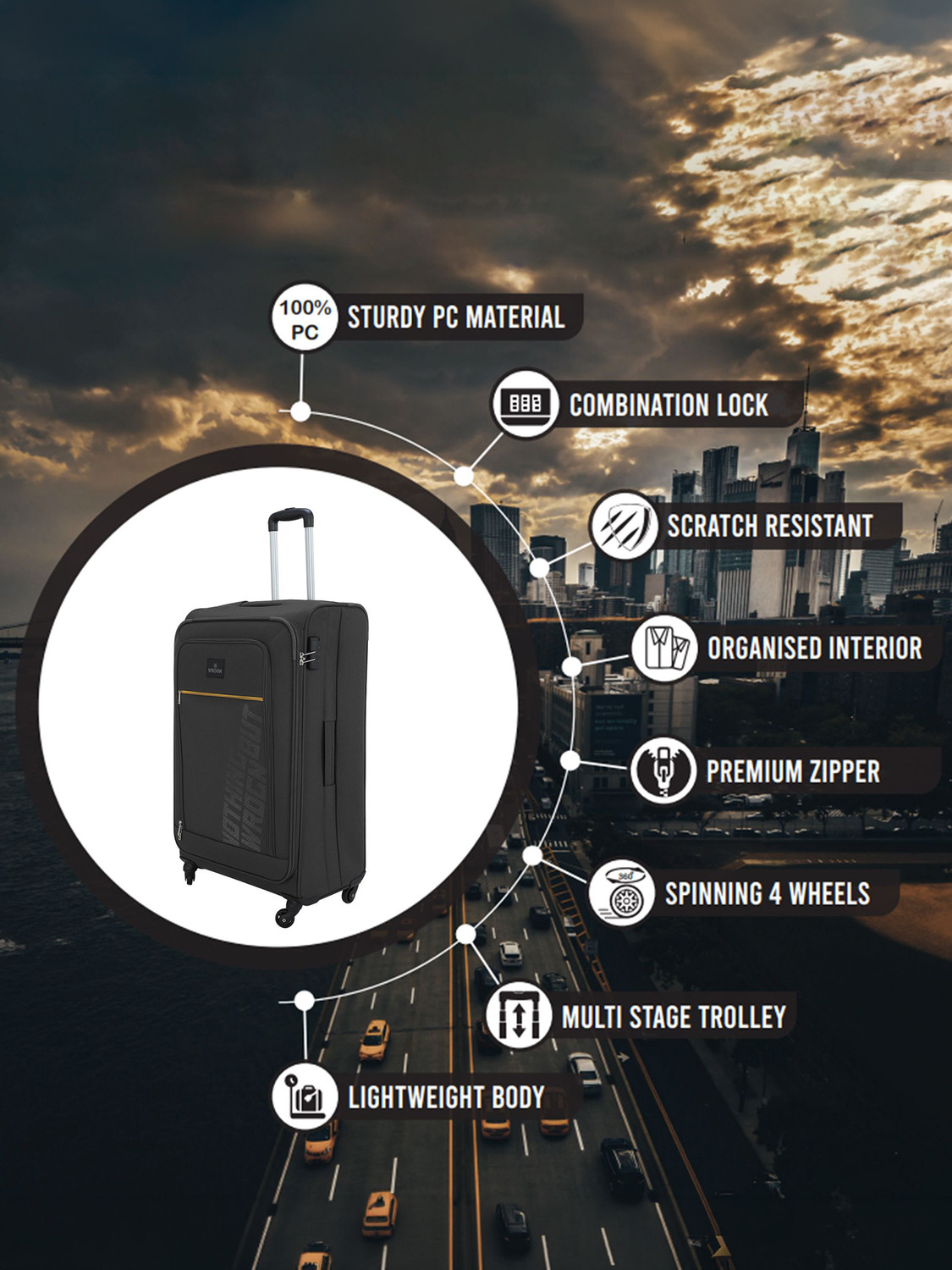 Image of WROGN Popzy Check-in Suitcase 8 Wheels - 30 Inch