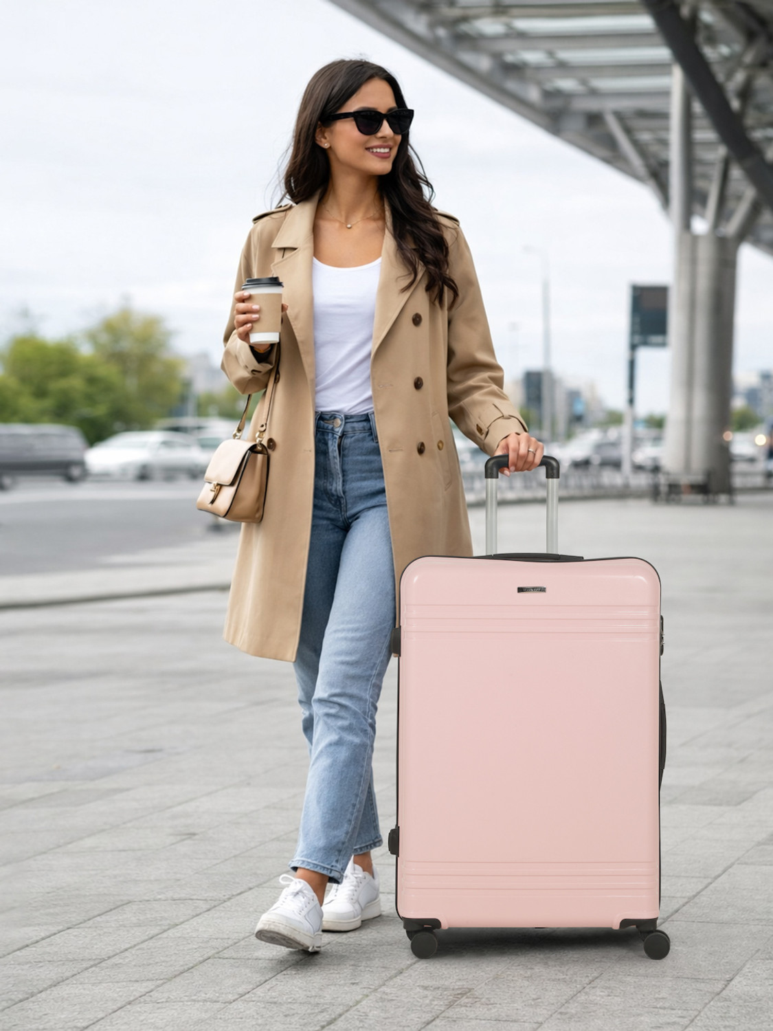 Image of Teakwood Leathers Unisex Textured Set of 3 Trolley Bag (Small-Medium-Large,Rose) Cabin & Check-in Set 8 Wheels - 30 INCH