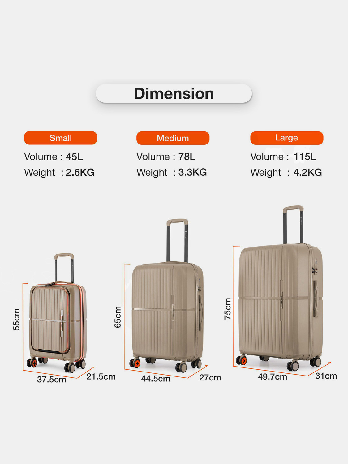 Image of NASHER MILES Springfield HardSide Polypropylene Laptop Compartment Trolley Bag Cabin Suitcase 8 Wheels - 20 inch
