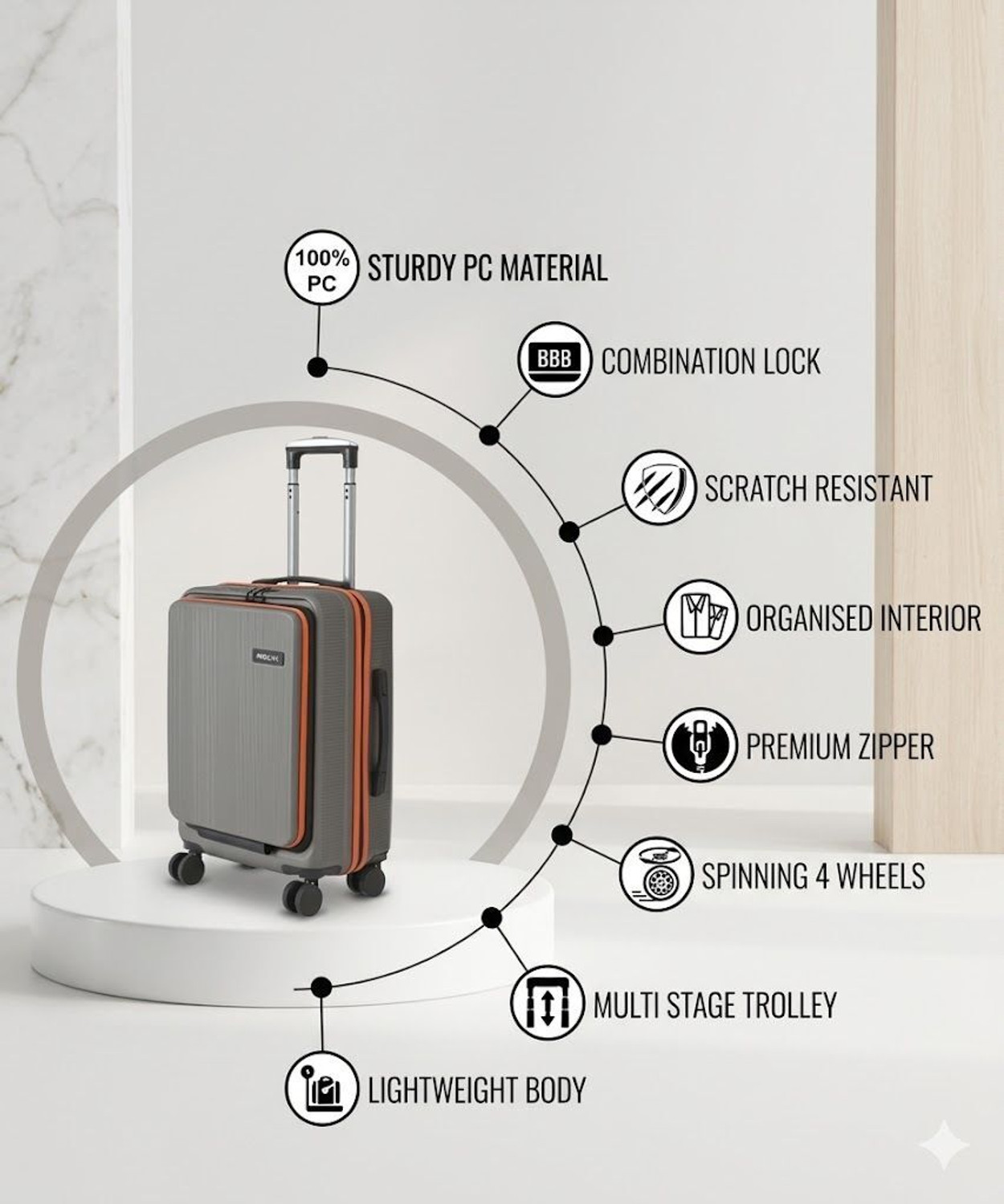 Image of WROGN LAPTOP BAG OVERNIGHTER Cabin Suitcase 8 Wheels - 20 inch