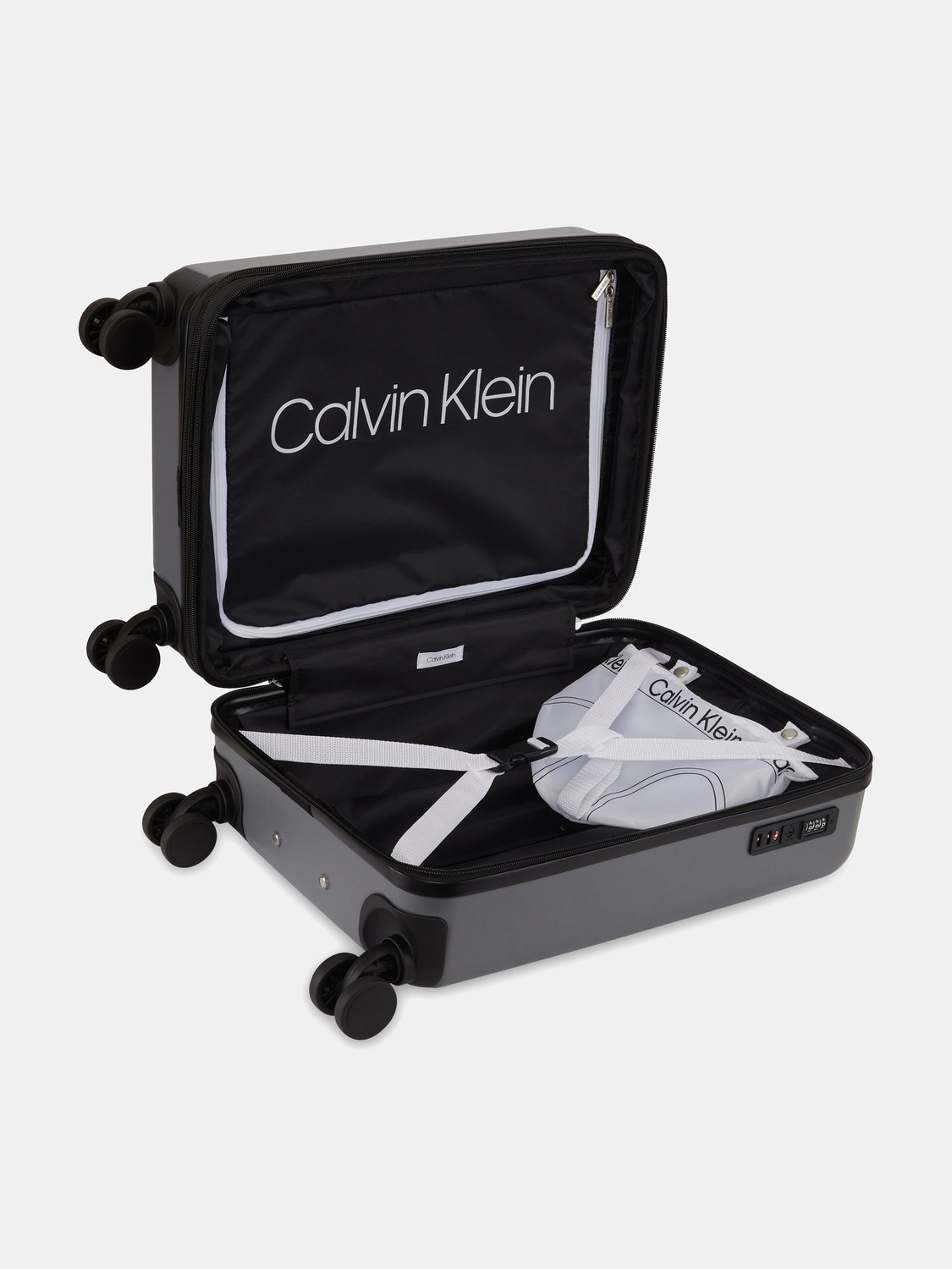 Image of Calvin Klein Small Cabin Suitcase (54 cm) 8 Wheels - HORIZON - Grey