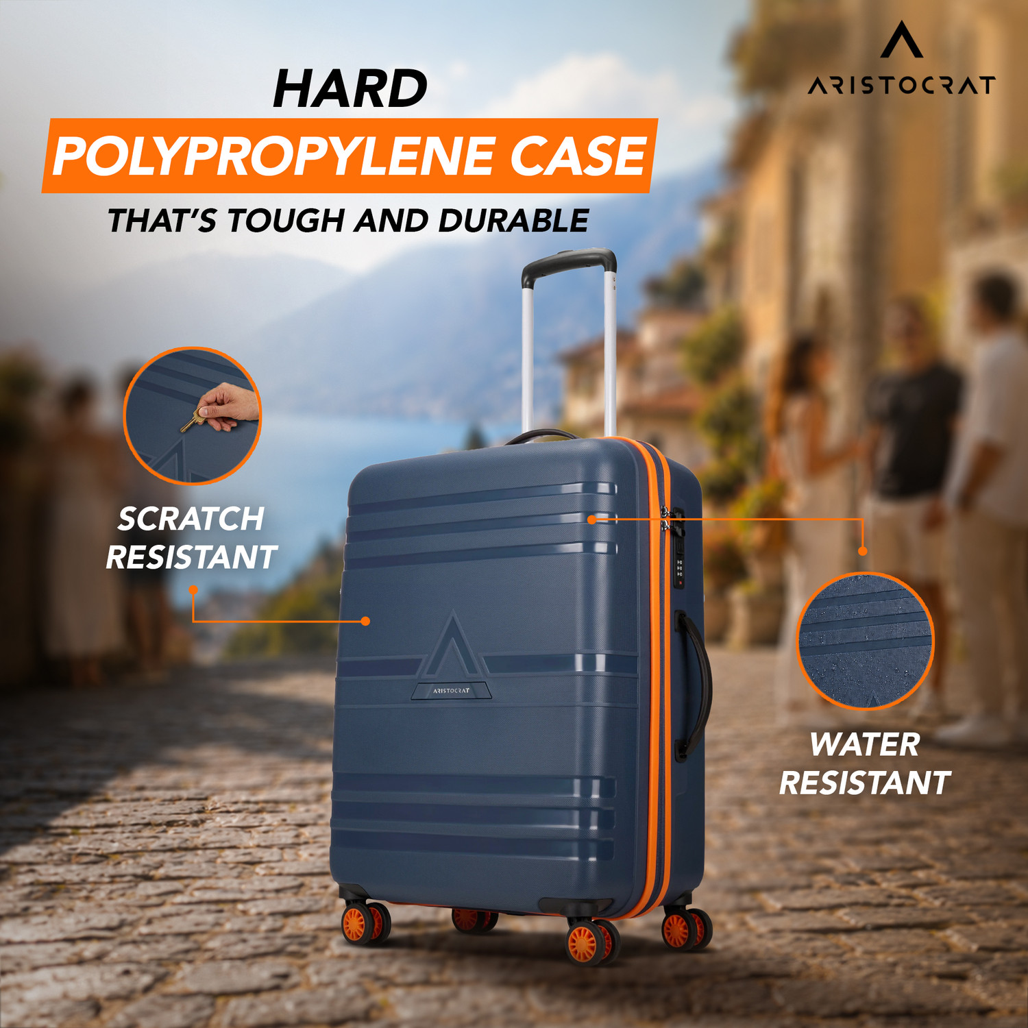 Image of ARISTOCRAT Airstop Max Hard Side Luggage | Trolley Bag With Flushed Combination Lock Check-in Suitcase 4 Wheels - 25 Inch