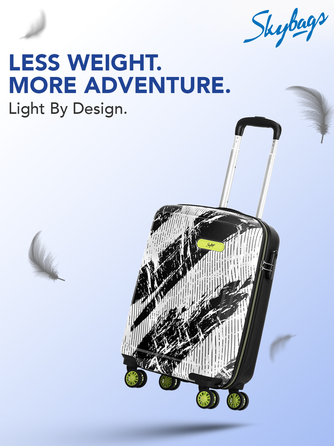 Image of SKYBAGS Stroke Neo Printed Hard Side Trolley Bag Lightweight, Stylish Travel Luggage Cabin Suitcase 8 Wheels - 22 Inch
