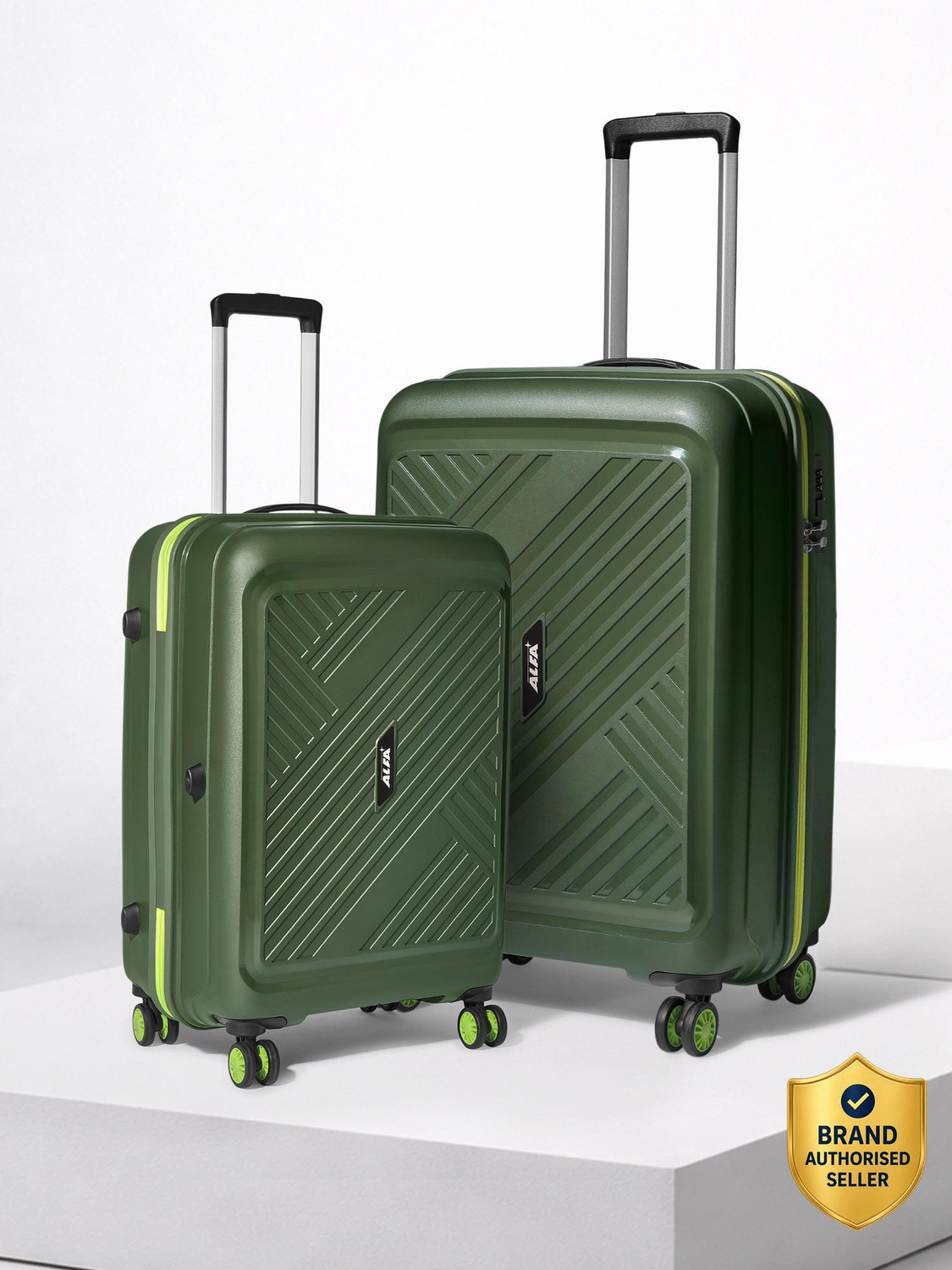 Image of ALFA by VIP Rhino Strong Hard Side Luggage | Trolley Bag With Flushed Combination Lock Cabin & Check-in Set 8 Wheels - 26 Inch