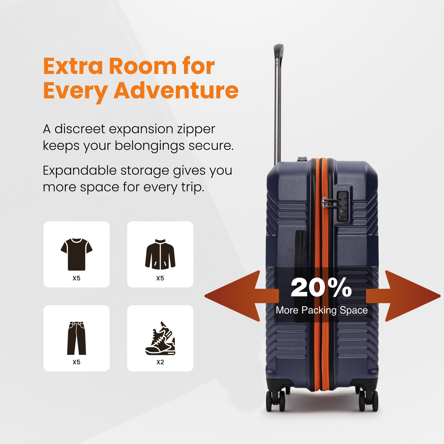 Image of SECURITECH by DELSEY PARIS PATROL Expandable Cabin Suitcase 8 Wheels - 21 Inch