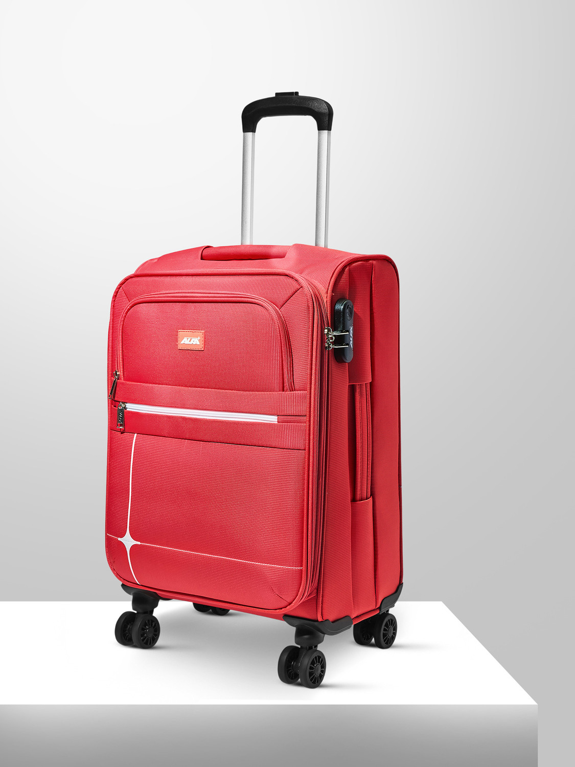 Image of ALFA by VIP Shield Safe Soft Body Luggage | Expandable Trolley Bag With Combination Lock Expandable Cabin Suitcase 8 Wheels - 22 Inch