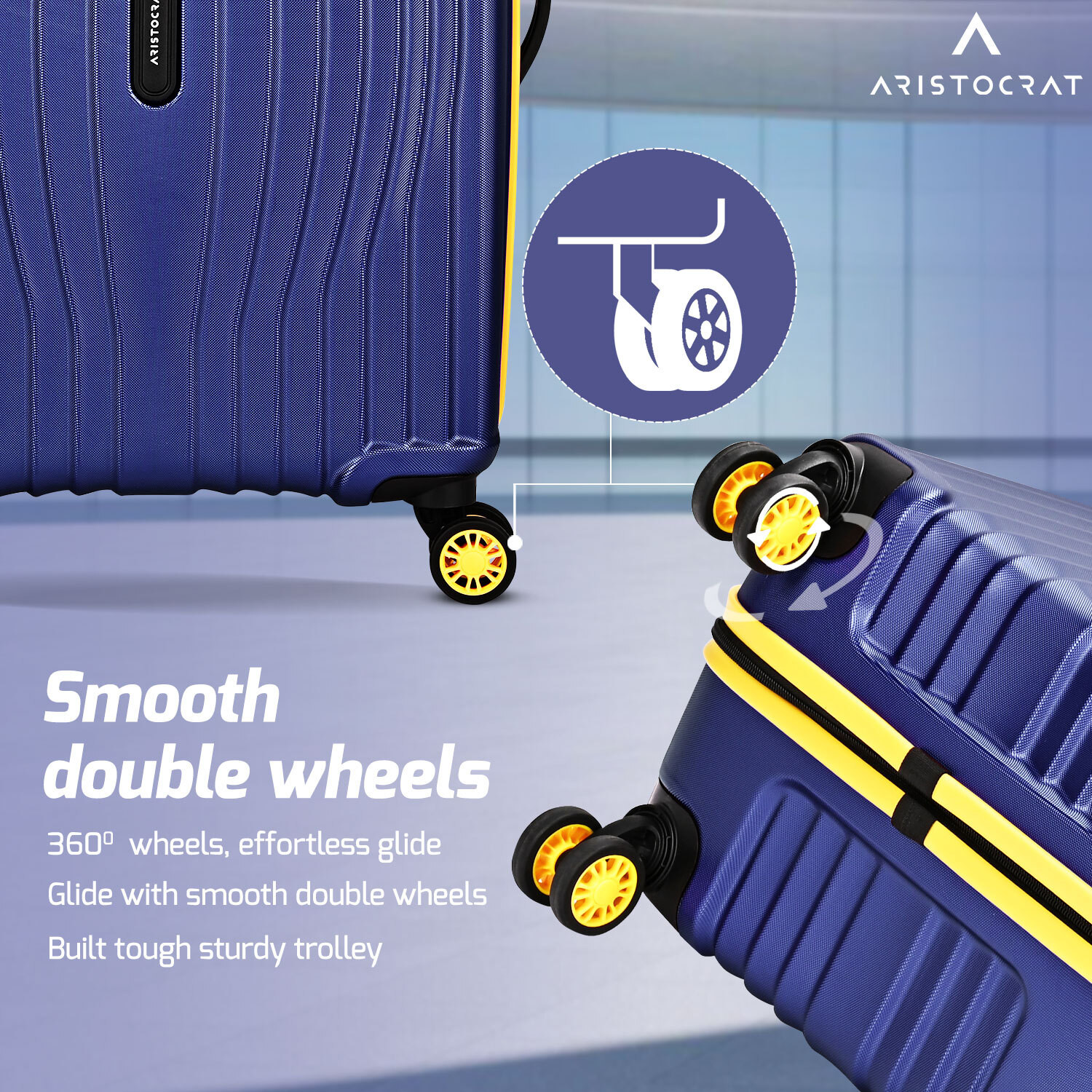 Image of ARISTOCRAT Vortex Plus Set of 3 Trolley Bag (S+M+L) | Hard Luggage with Combination Lock Cabin & Check-in Set 8 Wheels - 30 Inch