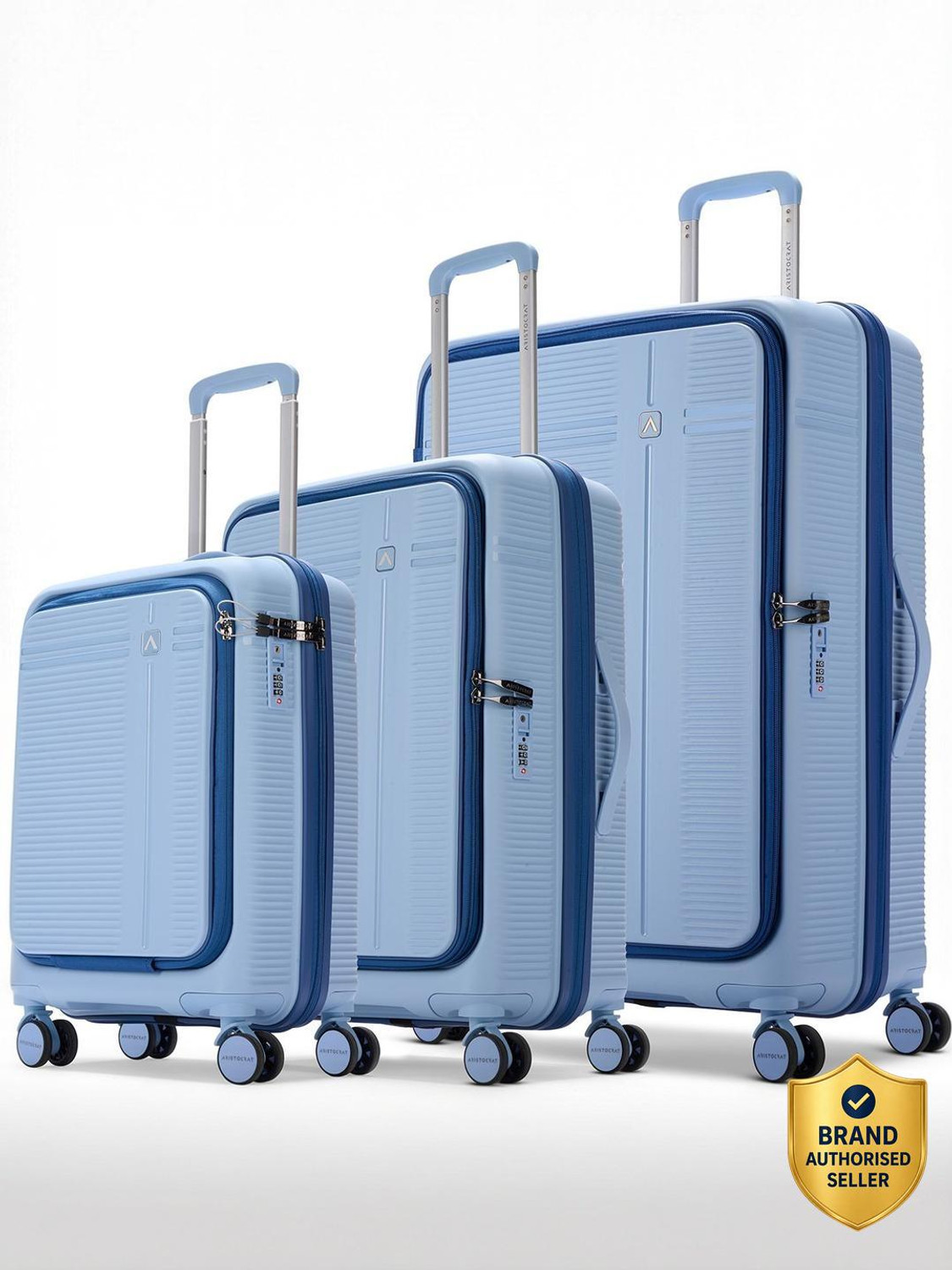 Image of ARISTOCRAT Solana Set of 3 Trolley Bag | Hard Luggage with Laptop Compartment & TSA Lock Cabin & Check-in Set 8 Wheels - 30 inch