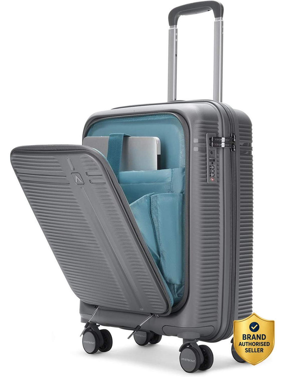 Image of ARISTOCRAT Solana Cabin Trolley Bag | Hard Luggage with Laptop Compartment & TSA Lock Cabin Suitcase 8 Wheels - 21 inch
