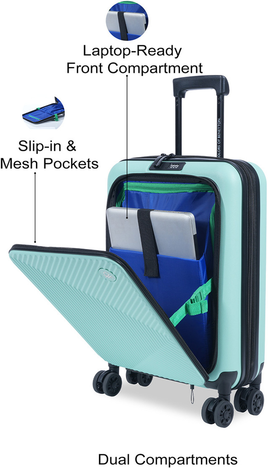 Image of United Colors of Benetton Ryzen Pro Expandable Cabin Suitcase 8 Wheels - 22 inch