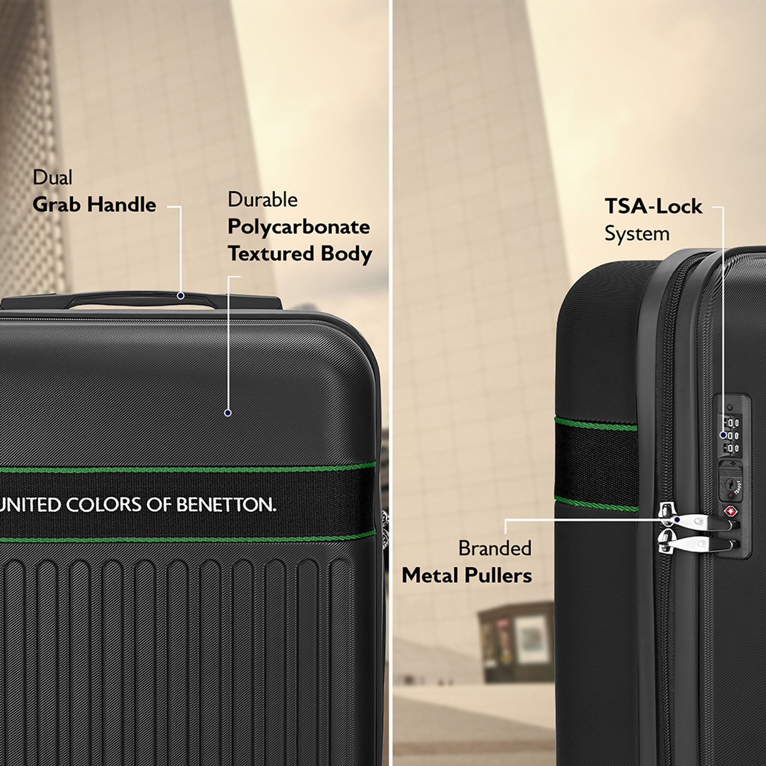 Image of United Colors of Benetton Ionic Cabin Suitcase 8 Wheels - 22 Inch