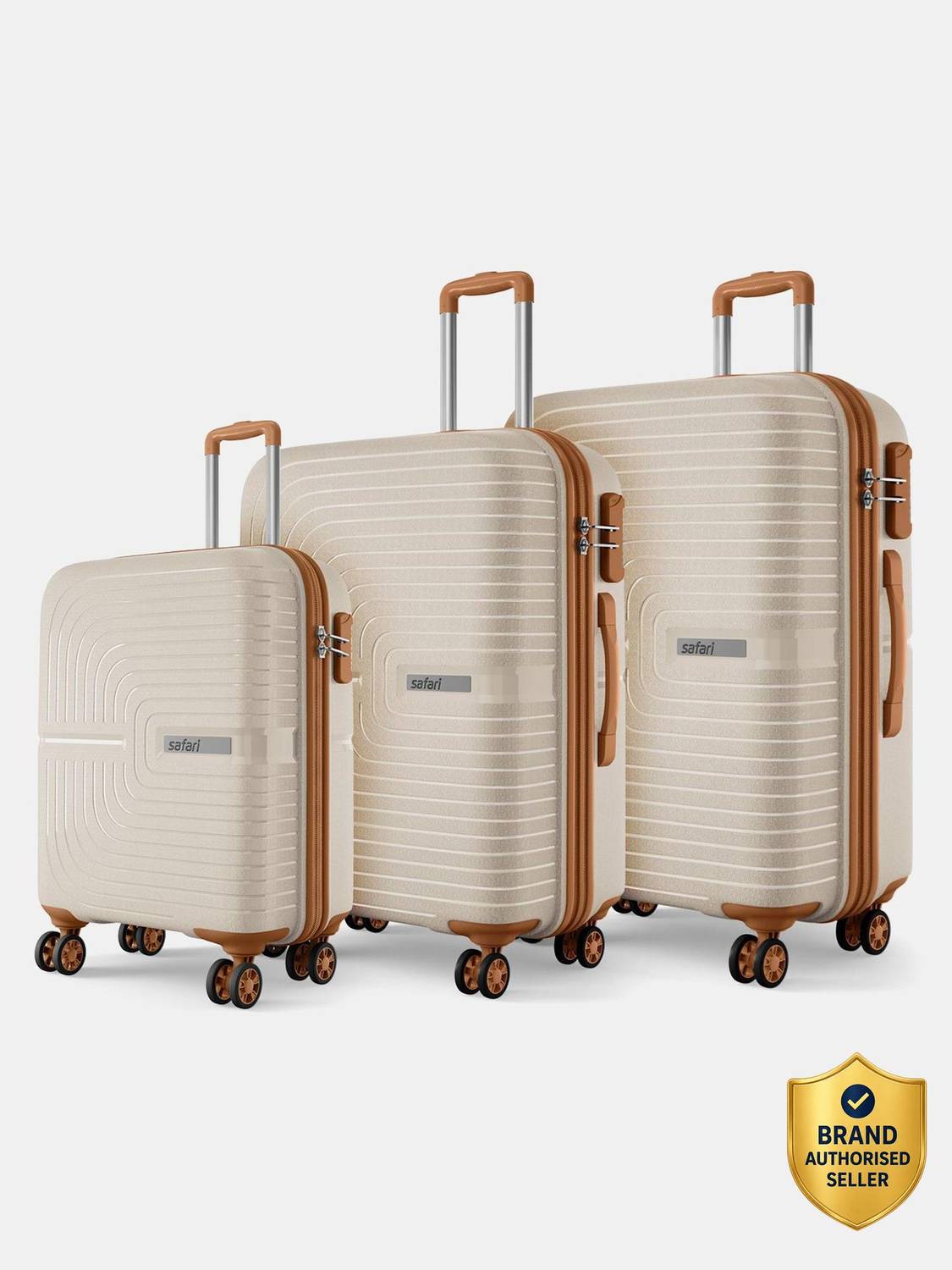 SAFARI Eclipse Neo 55/66/75 4W Beige Luggage Set 8 Wheels - Pack of 3