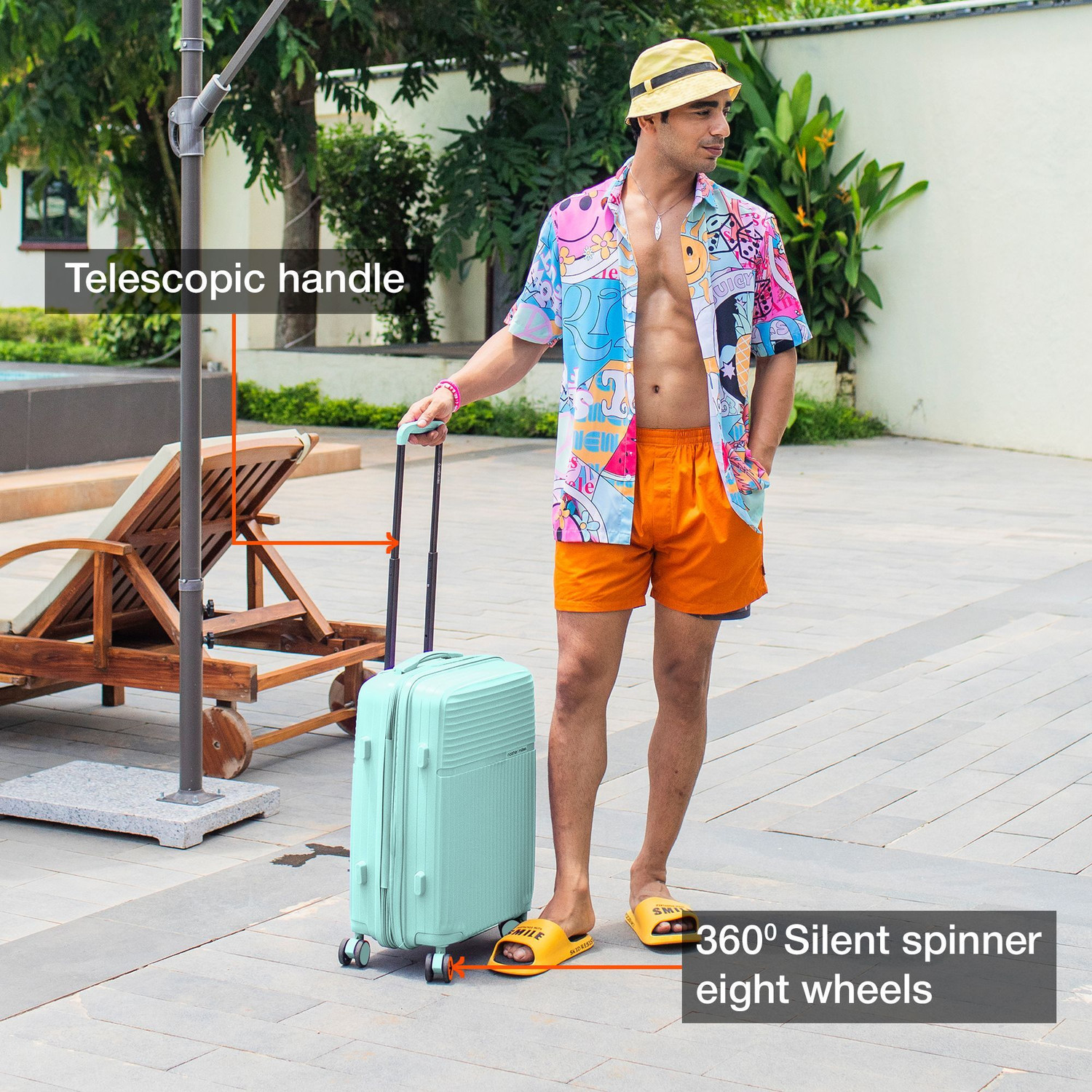 Image of NASHER MILES Expander Hardside Polypropylene Cabin Cool Mint 55cm Trolley Bag Expandable Cabin Suitcase 8 Wheels - 20 inch