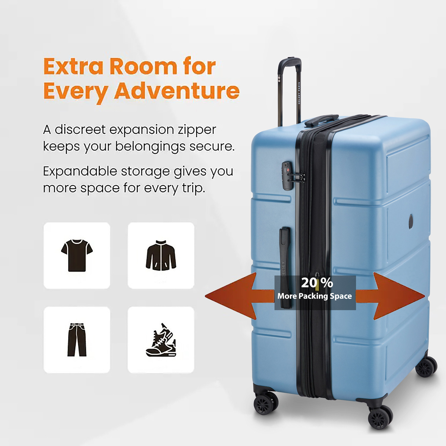 Image of DELSEY PARIS CAMELIA Expandable Check-in Suitcase 8 Wheels - 32 Inch