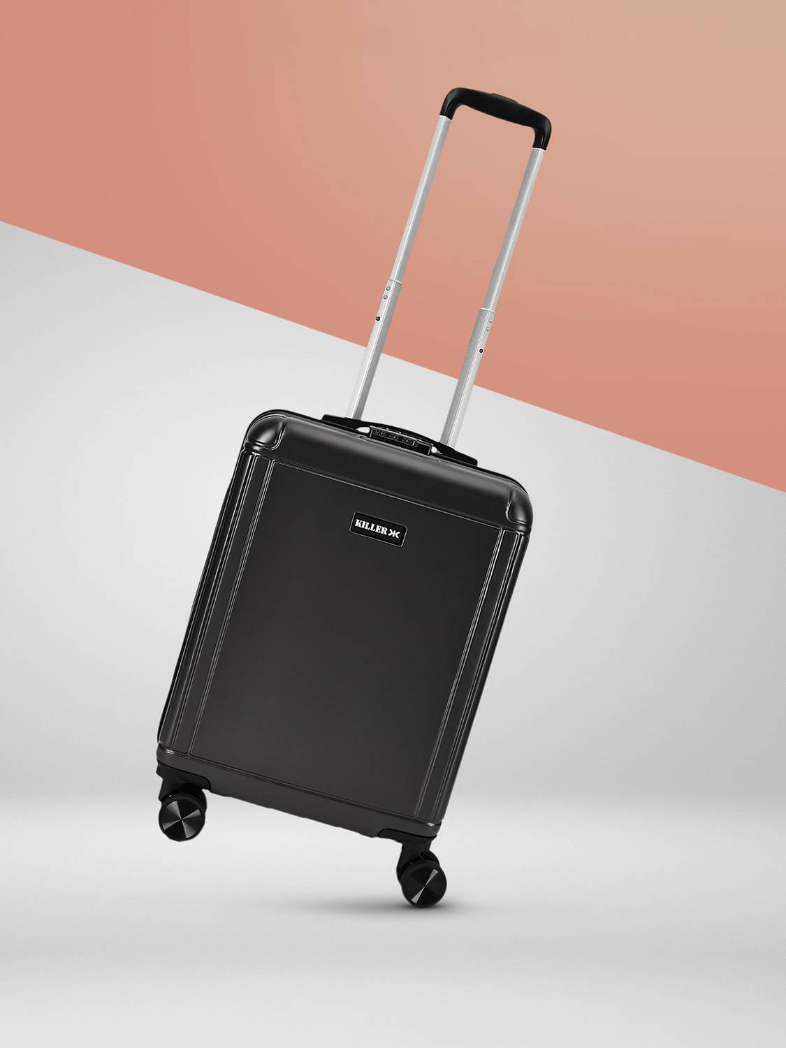KILLER Box-Light-Weight & Durable Polycarbonate Dark Grey-Hard Luggage Check-in Suitcase 8 Wheels - 20 Inch