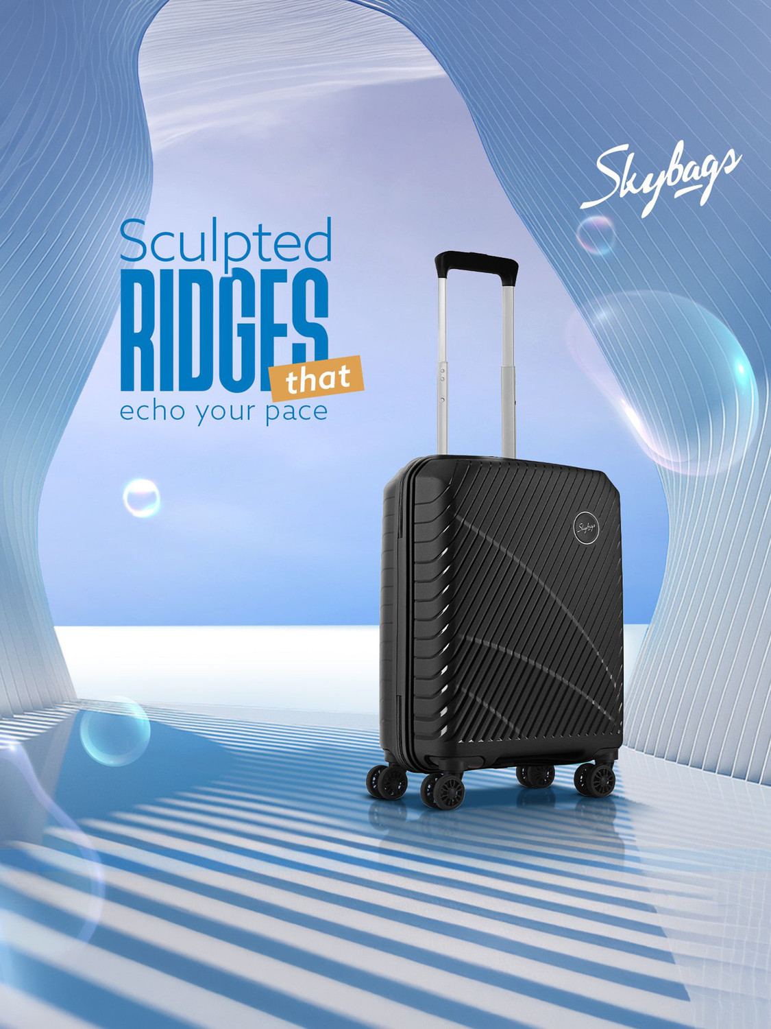 Image of SKYBAGS Streax Cabin Trolley Bag | Hard Luggage | Combination Lock with Sturdy Zipper Cabin Suitcase 8 Wheels - 22 inch