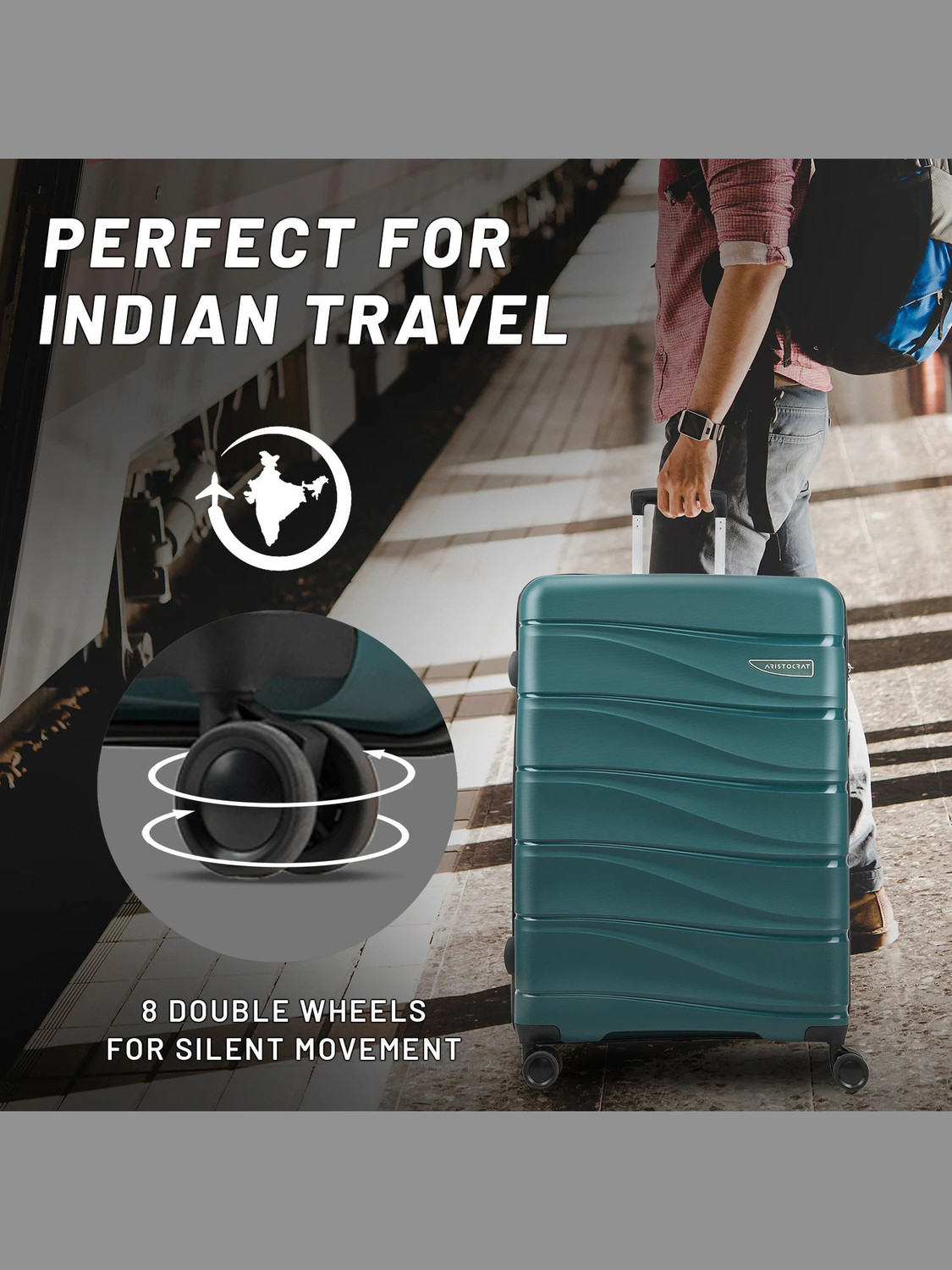 Image of ARISTOCRAT Olympus 3 (Small 55cm | Medium 66cm | Large 77cm) - Trolley Bag Cabin & Check-in Set 8 Wheels - 30 Inch