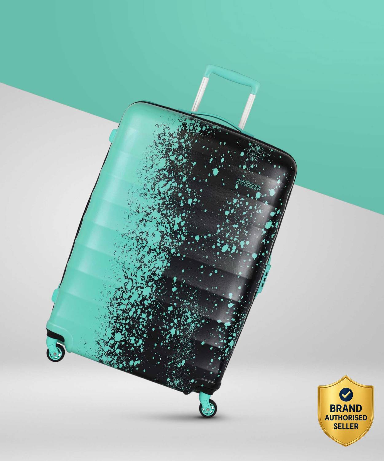 AMERICAN TOURISTER Geller Spinner 69cm Green/Black Polycarbonate hardside luggage with TSA Lock Check-in Suitcase 4 Wheels - 27 INCH
