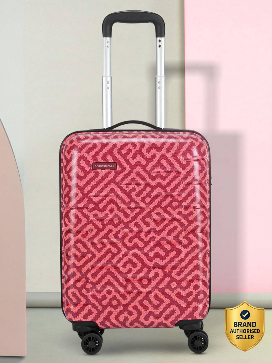 ARISTOCRAT Bravo Cabin Luggage - 55Cm, Maroon, Printed Hardcase, 8 Wheels, 5 Year Warranty Cabin Suitcase 8 Wheels - 22 Inch